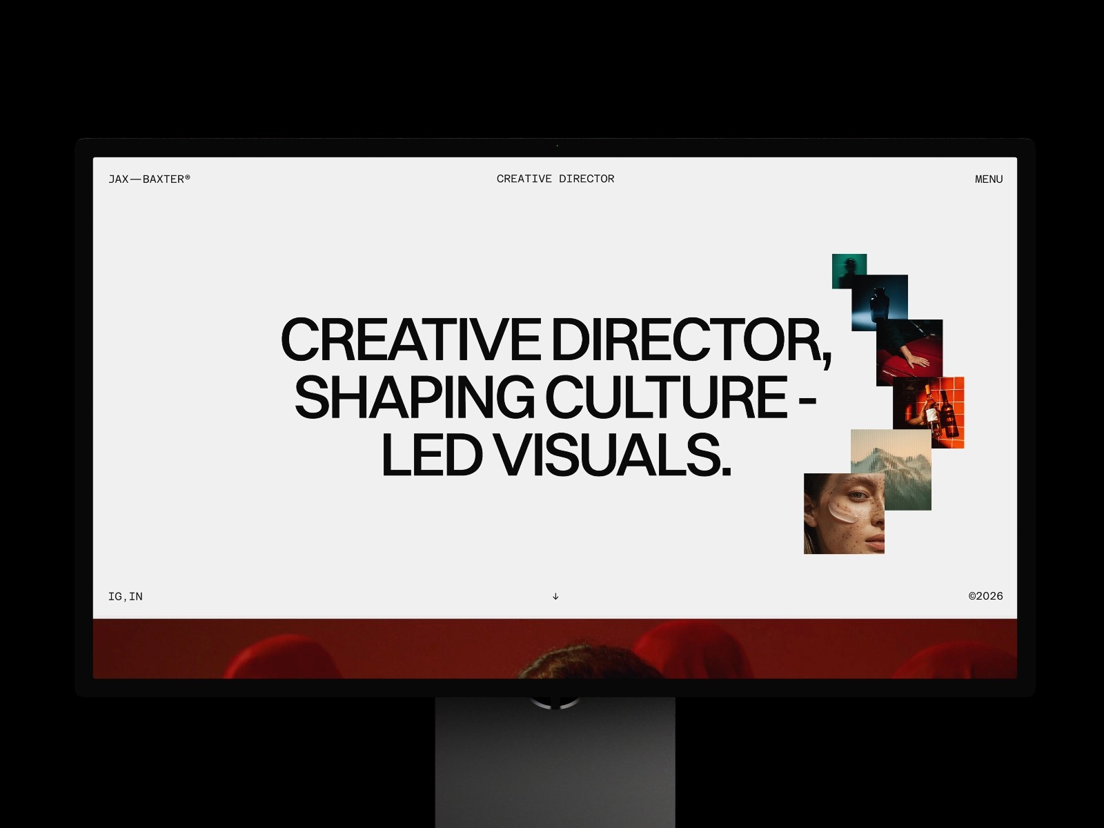Computer screen displaying "Creative Director, Shaping Culture-Led Visuals".