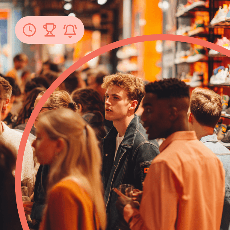 Young adults in a shoe store for a special drop event