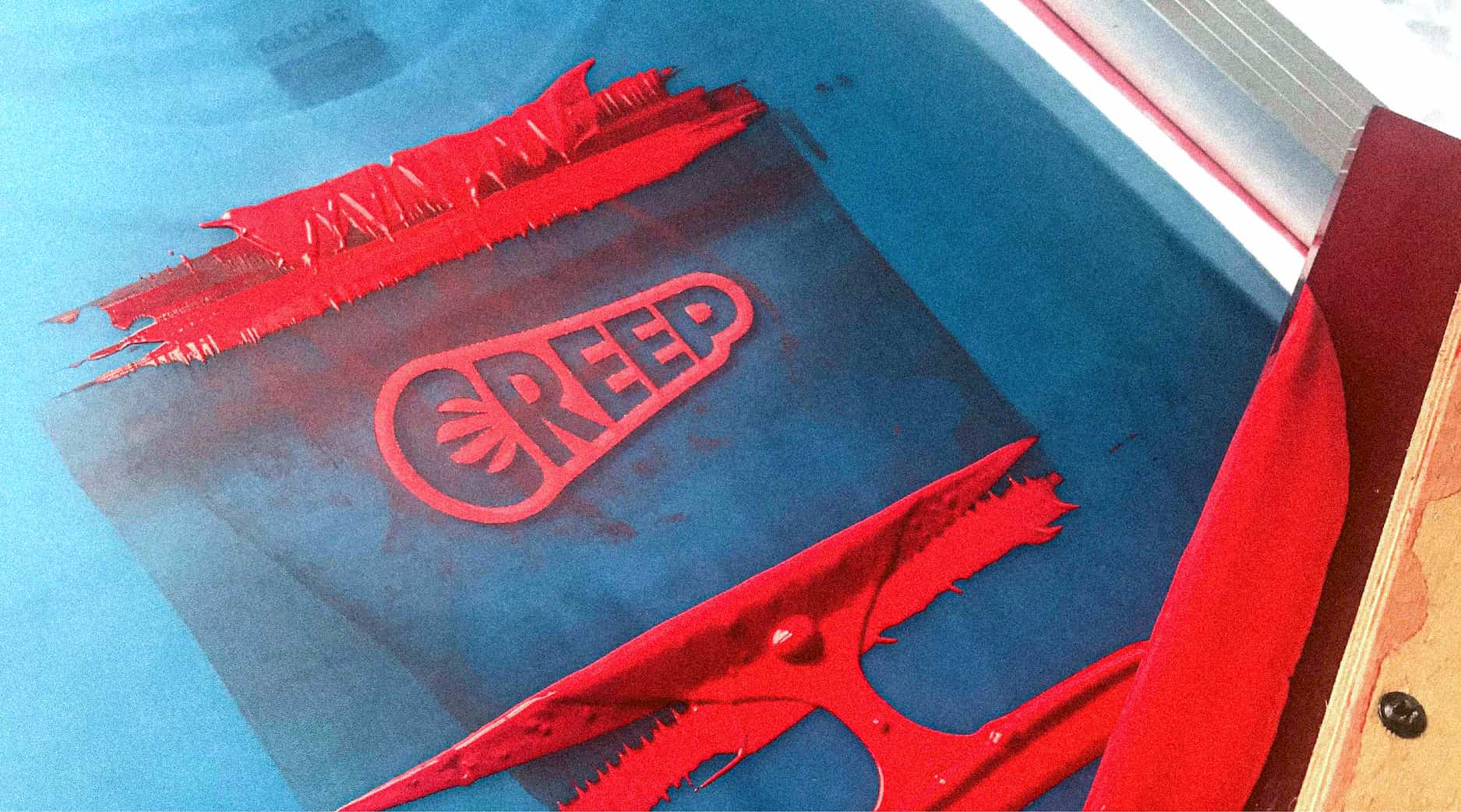 screenprinting streetwear t-shirt in red.