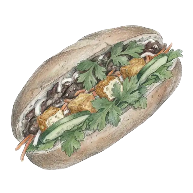 Pho Street Eats illustration of a tofu bánh mì
