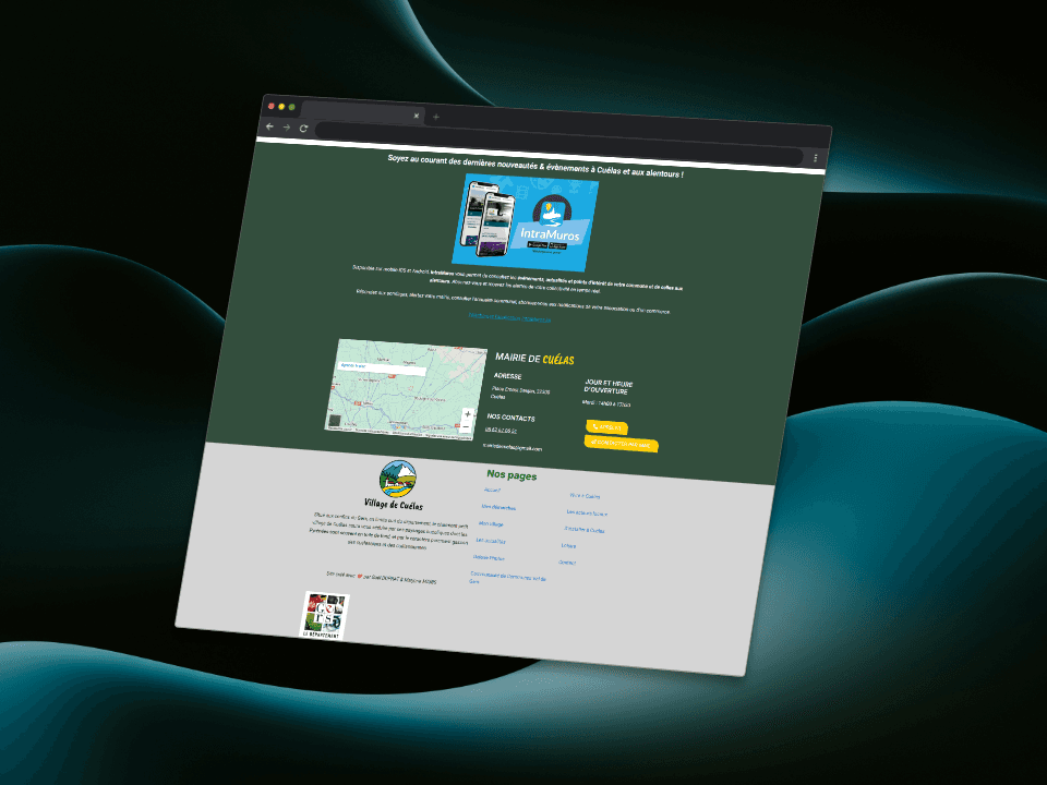 Maquette de la page d'accueil du site internet de la mairie de Cuélas partie 3