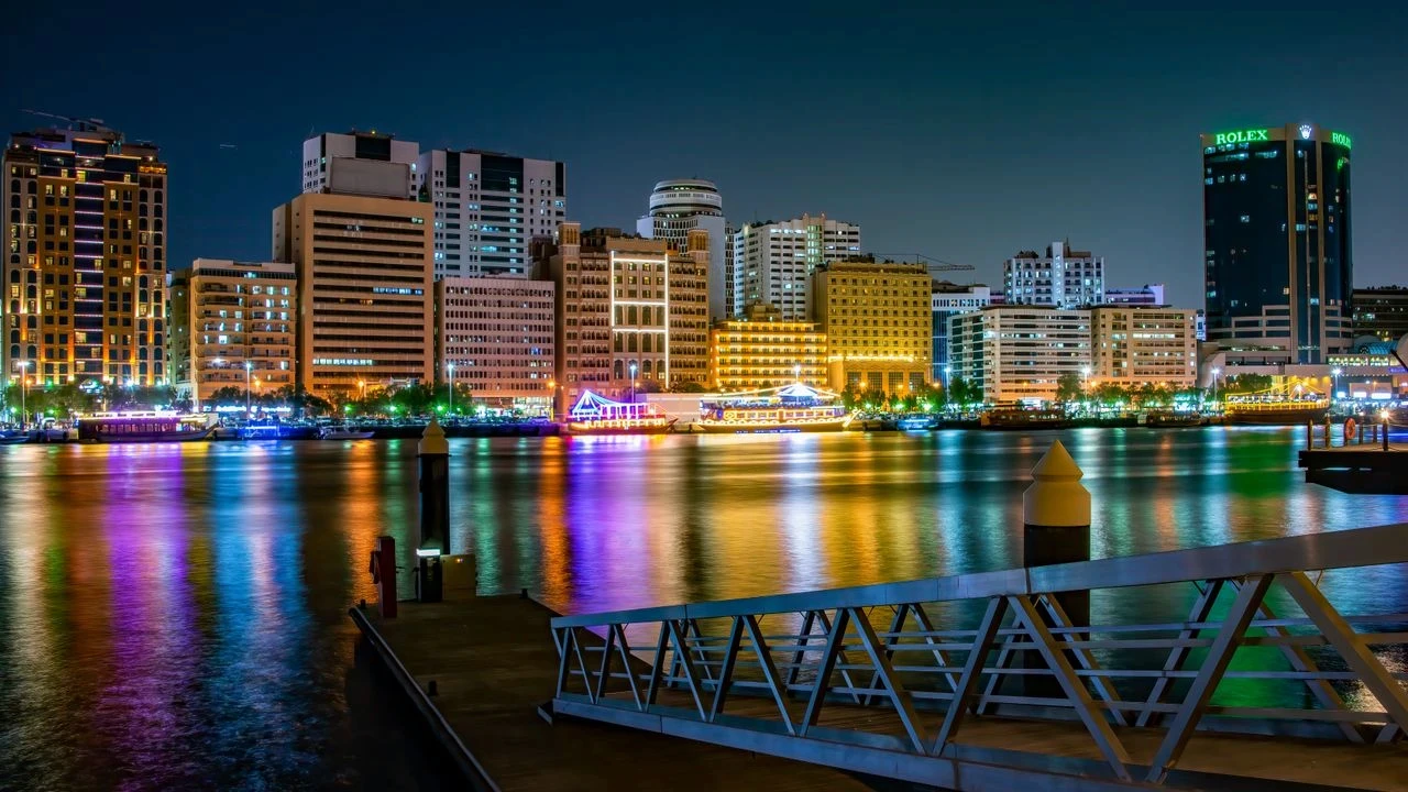 Dubai night sky City
