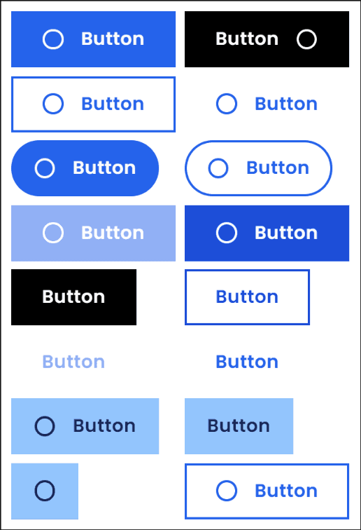 Various button styles with 'Button' text.