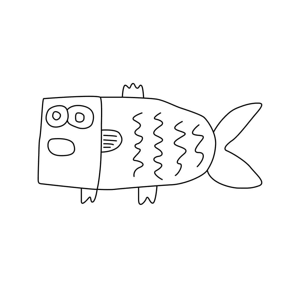 Cartoon Blockhead Fish #0x7Jq