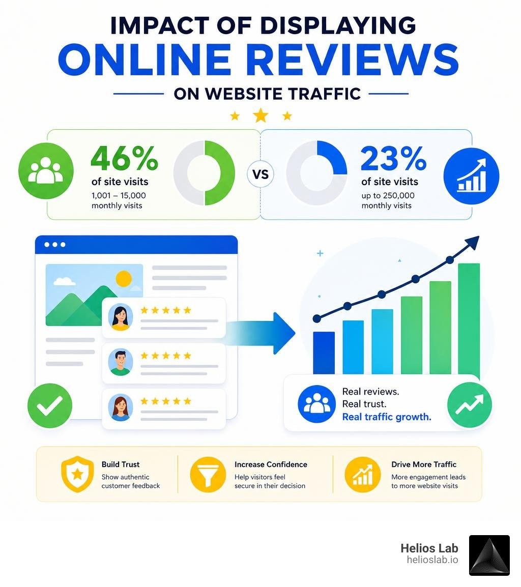 Impact of displaying online reviews on website traffic infographic