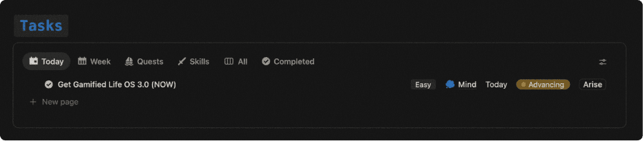 Gamified Life OS Tasks feature