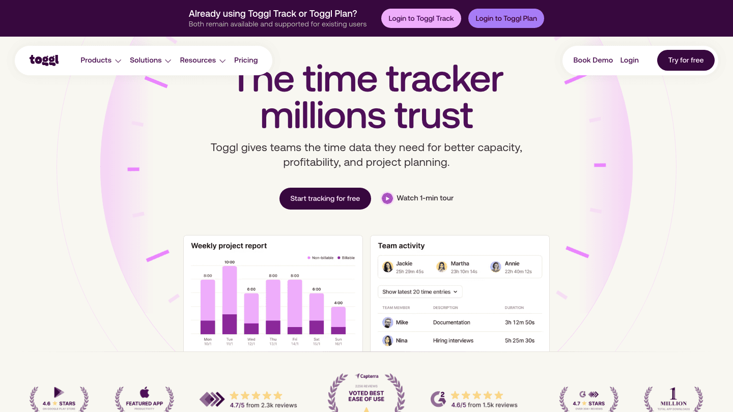 Toggl Track app screenshot