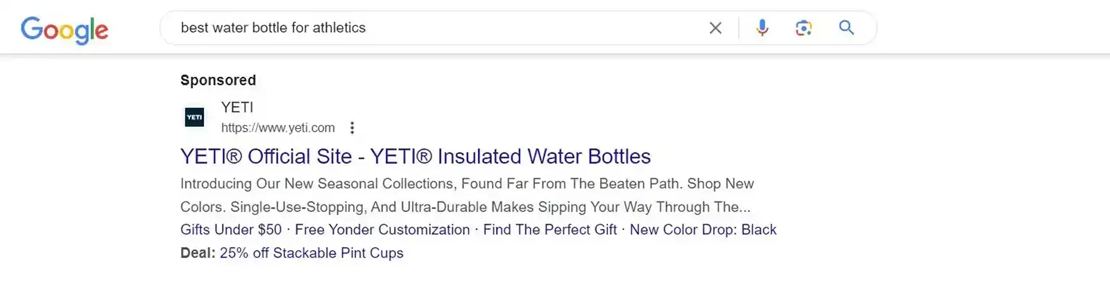 Water Bottle Google Ad
