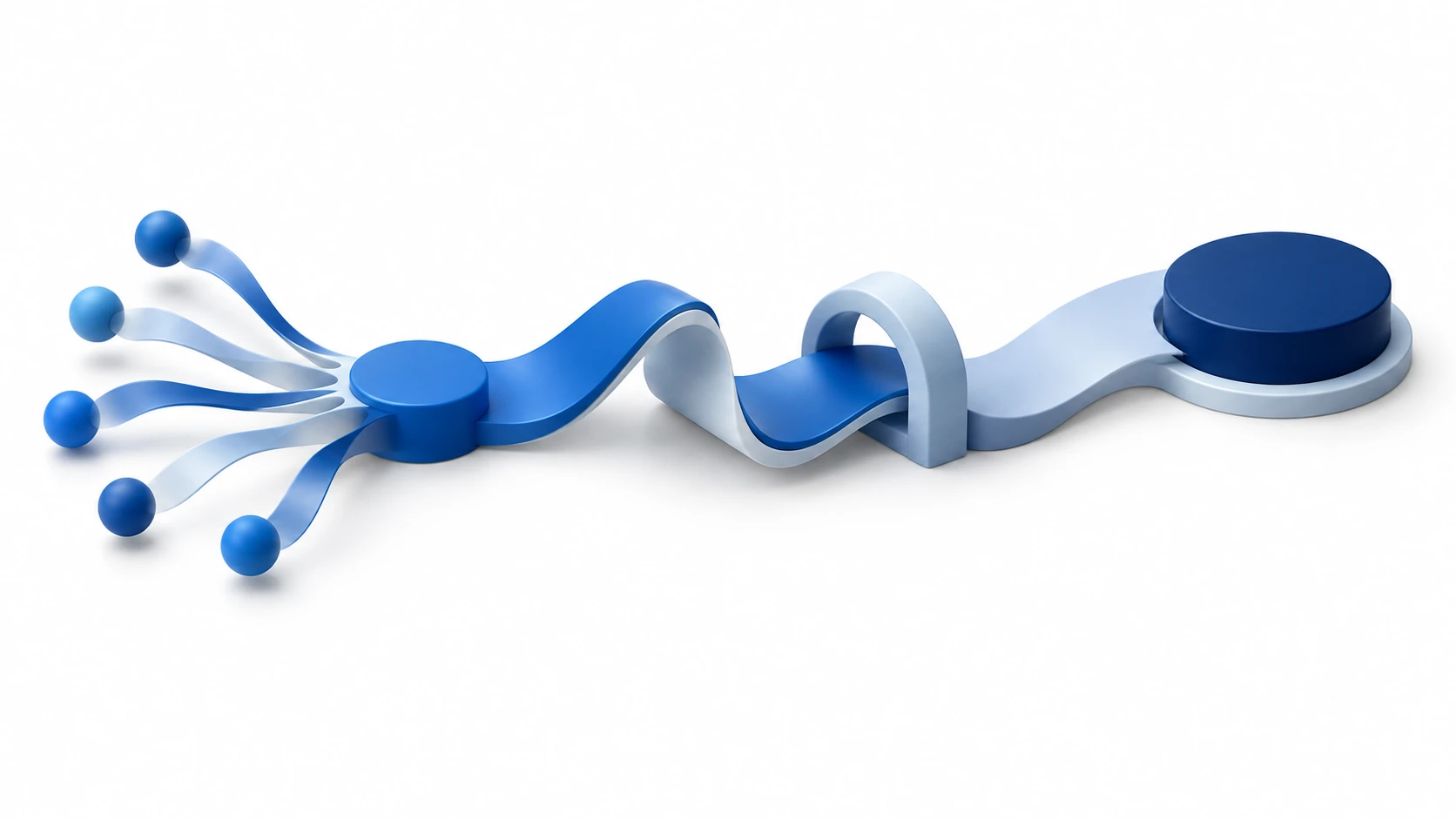 Abstract blue illustration representing patient acquisition continuing from initial demand towards consultation