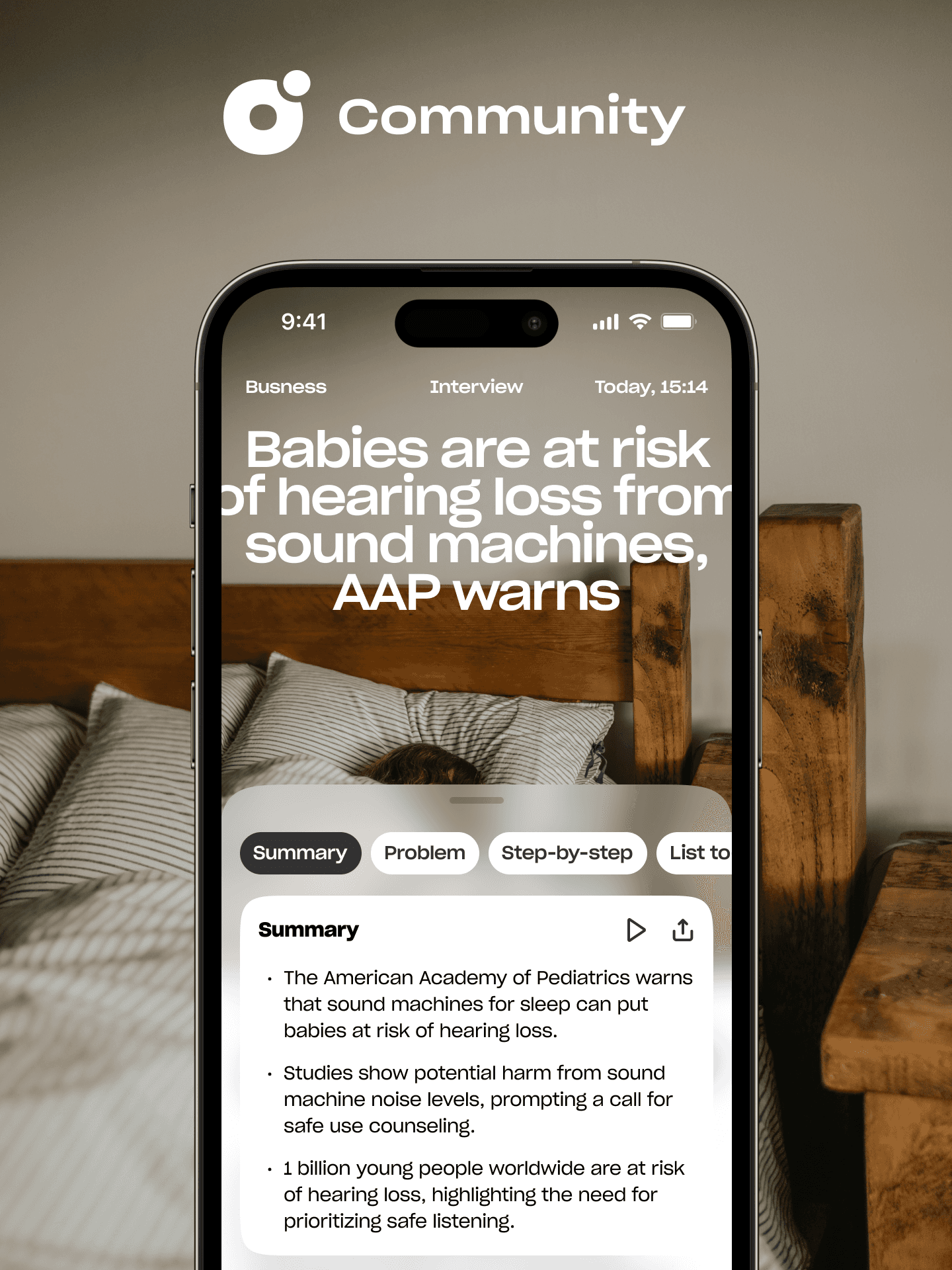 Example of an article page with content summarized by AI