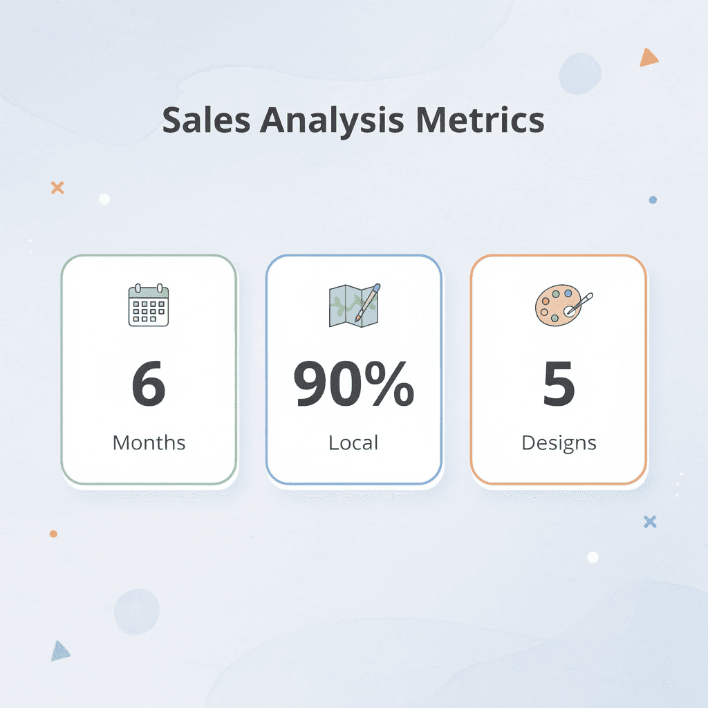 Key metrics for analyzing sales data over 6 months
