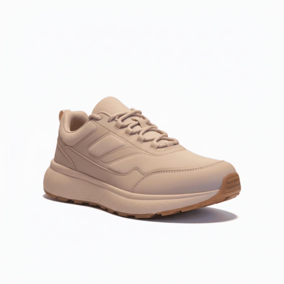 Beige Corbell Soft Step women’s sneaker with padded collar and textured sole.
