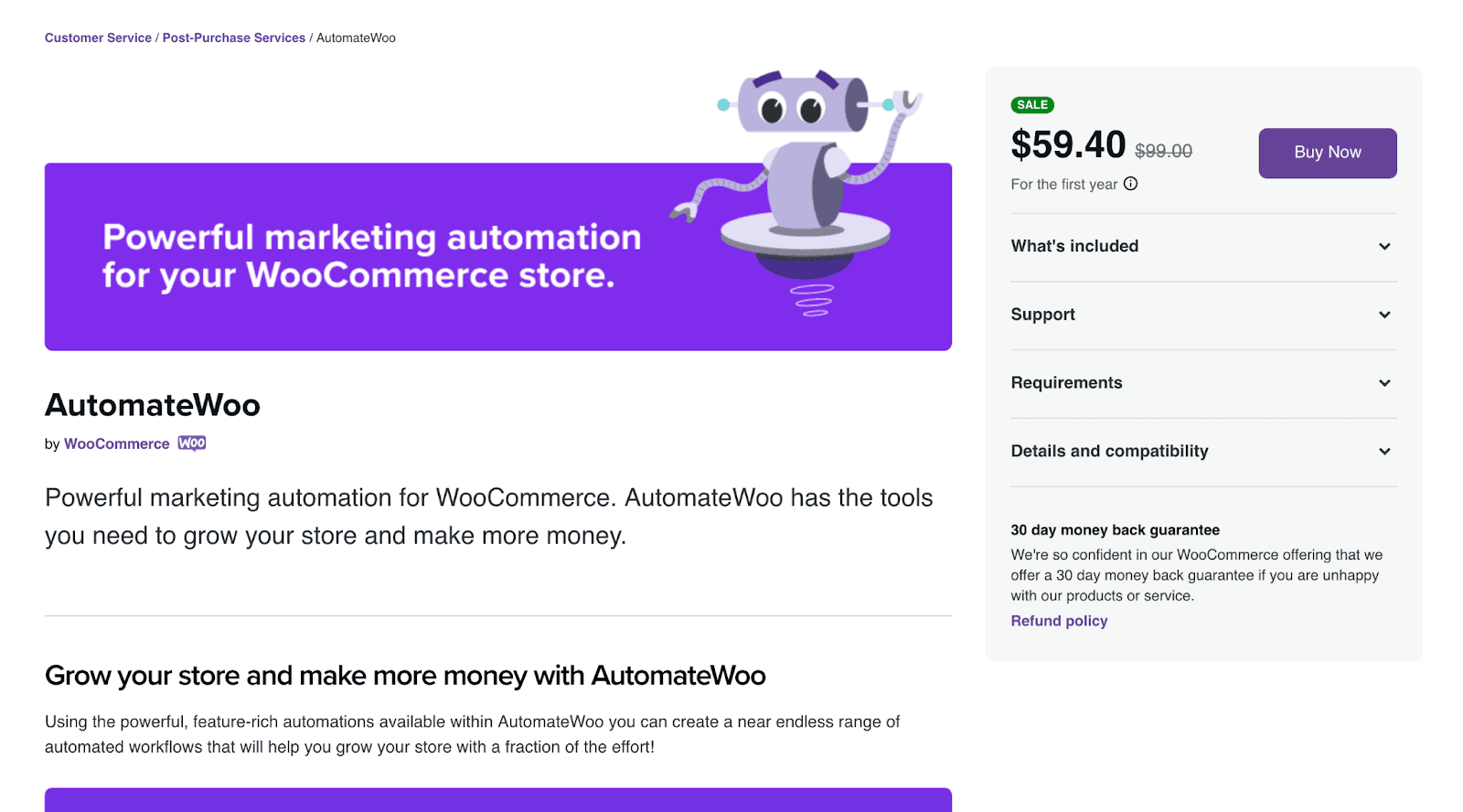 a snapshot of the AutomateWoo plugin