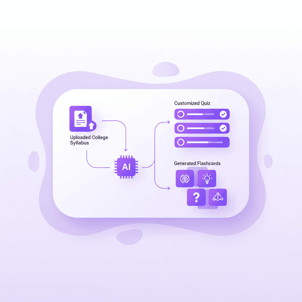 Penseum dashboard generating custom flashcards and quizzes for an exam study schedule