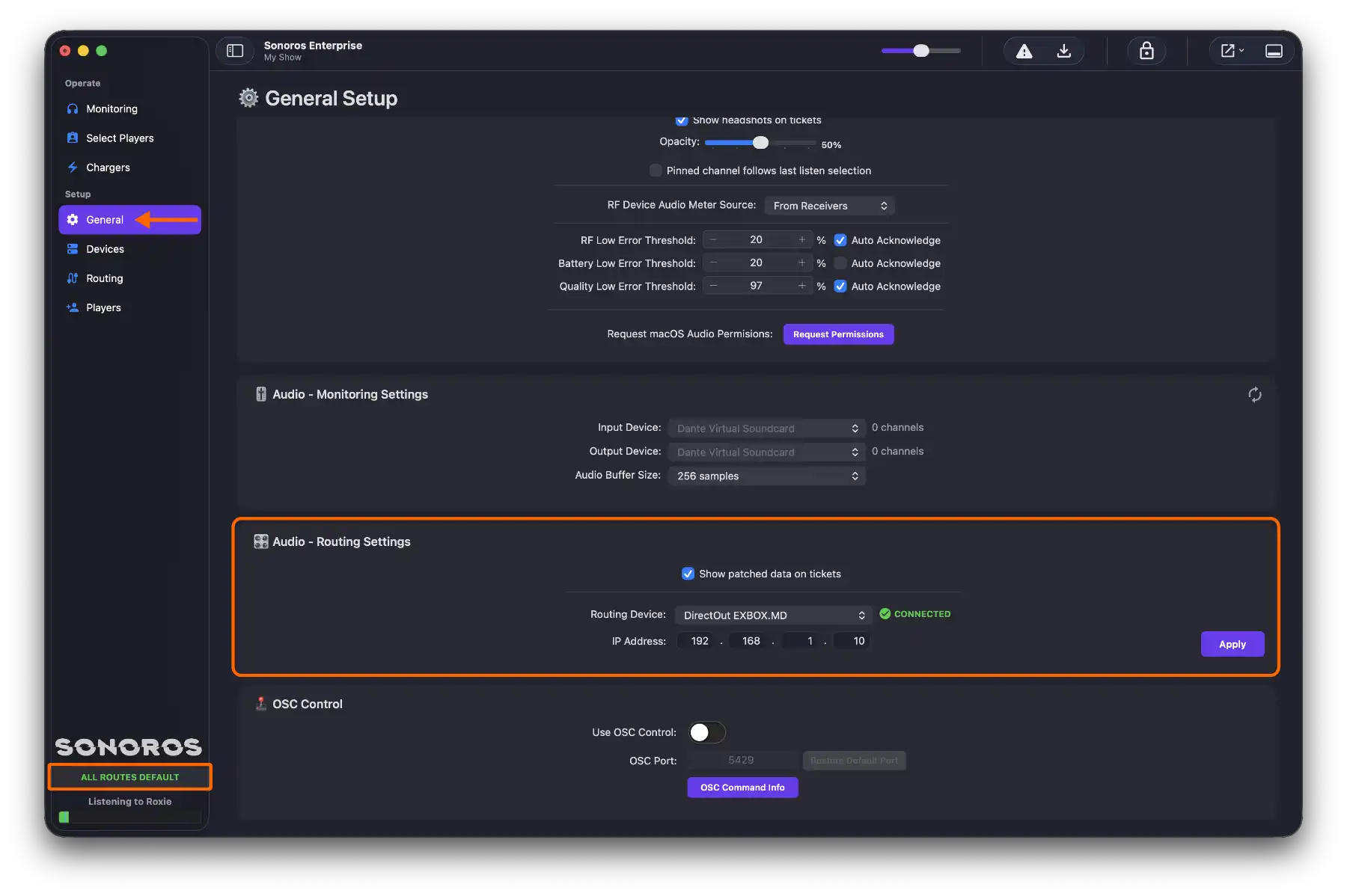 Add and connect to your routing device from general setup