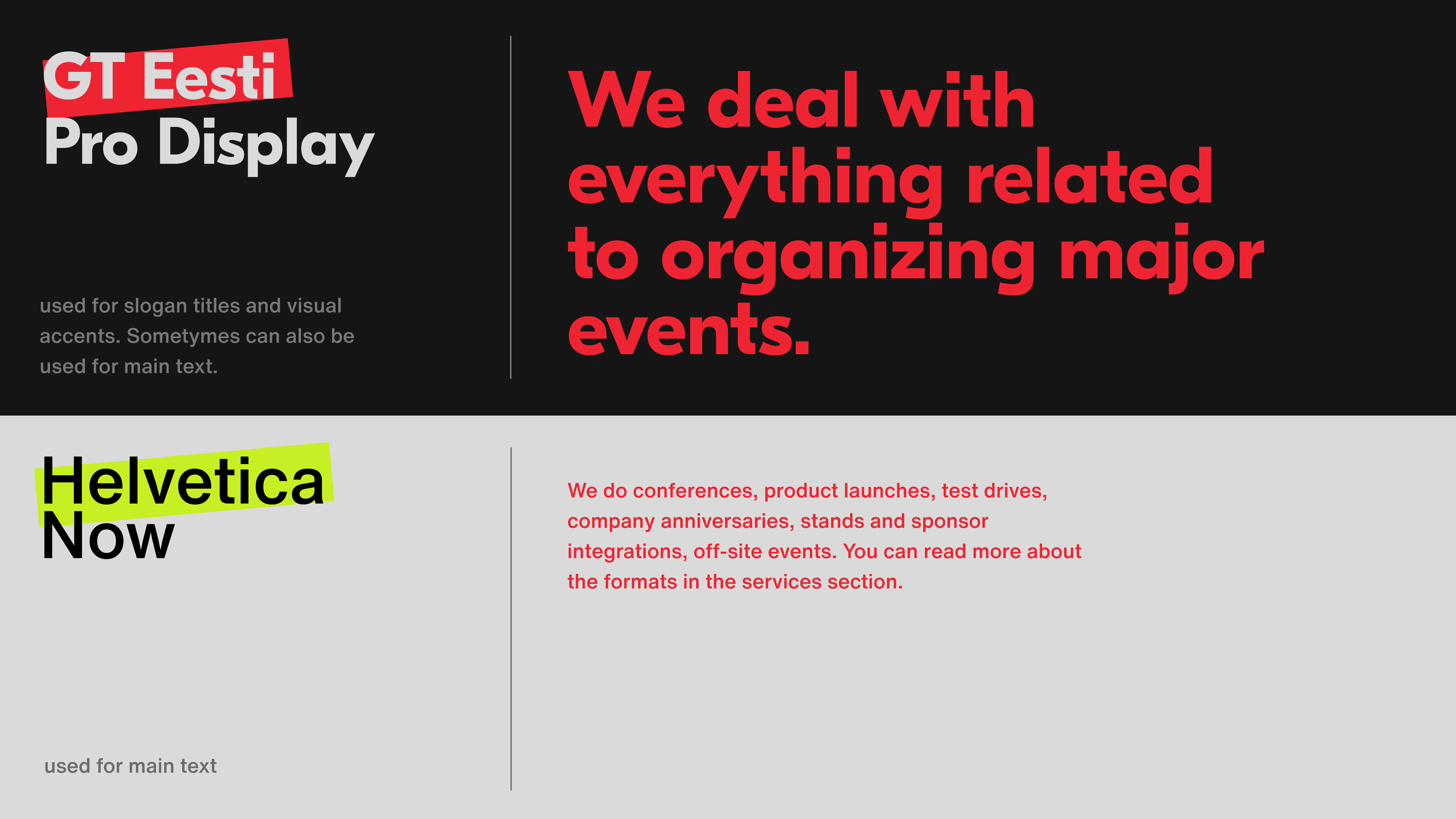 Typography breakdown showcasing custom font selections for Yep brandbook developed by our team