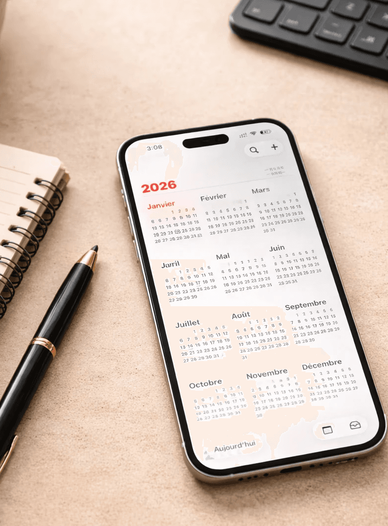 a calendar with red push buttons pinned to it
