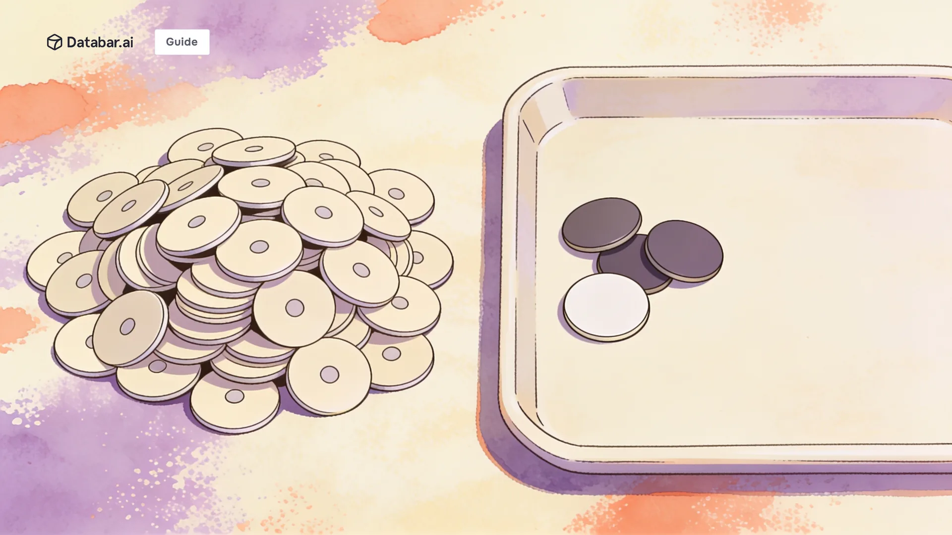 Illustration of a heap of blank discs with the marked few set aside on a clean tray — How to Run Closed-Won Analysis with Claude Code