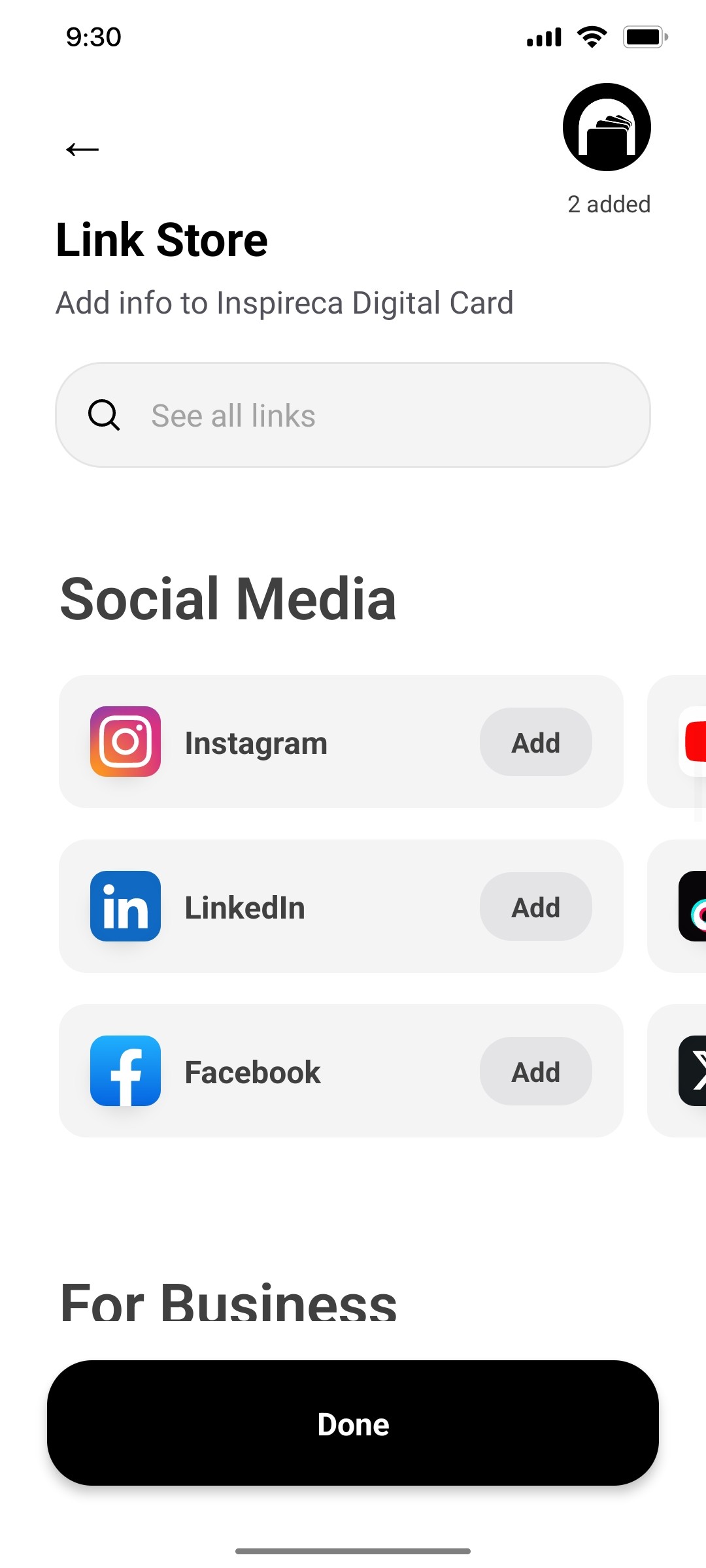 Popl For Business Screen