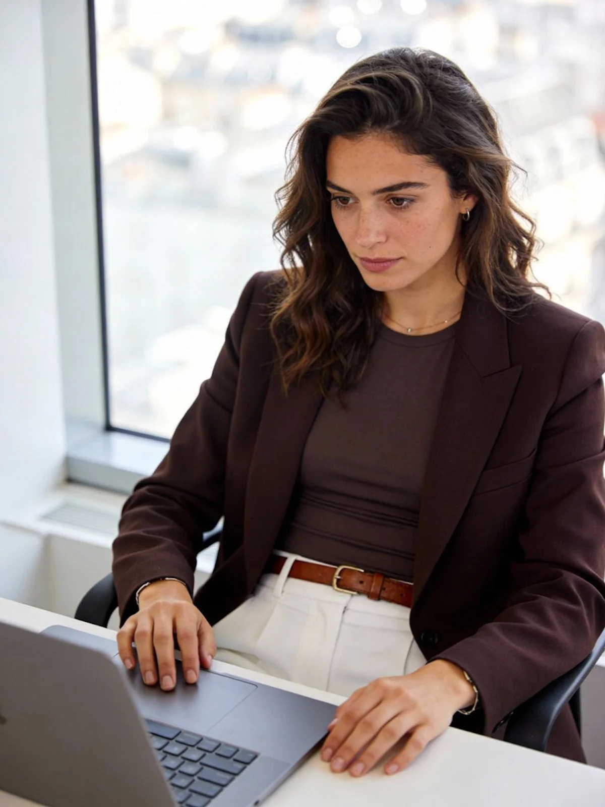 A young woman working on her laptop