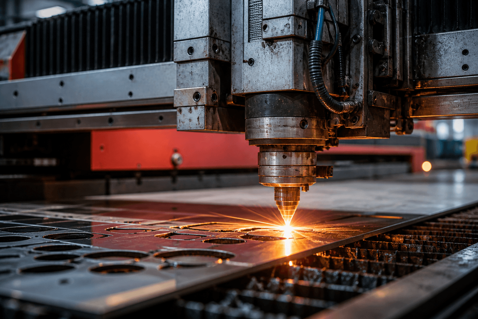 CNC machinery performing precision metal cutting