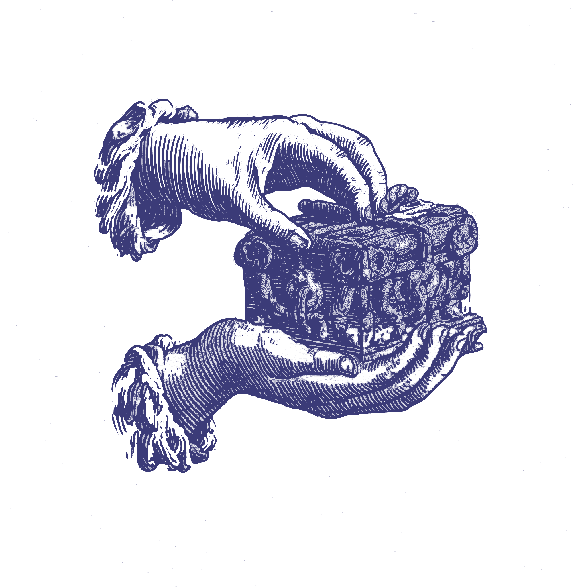 Three people in conversation with warm lighting, including a person wearing a hat and another person wrapped in what appears to be a textured shawl or sweater.