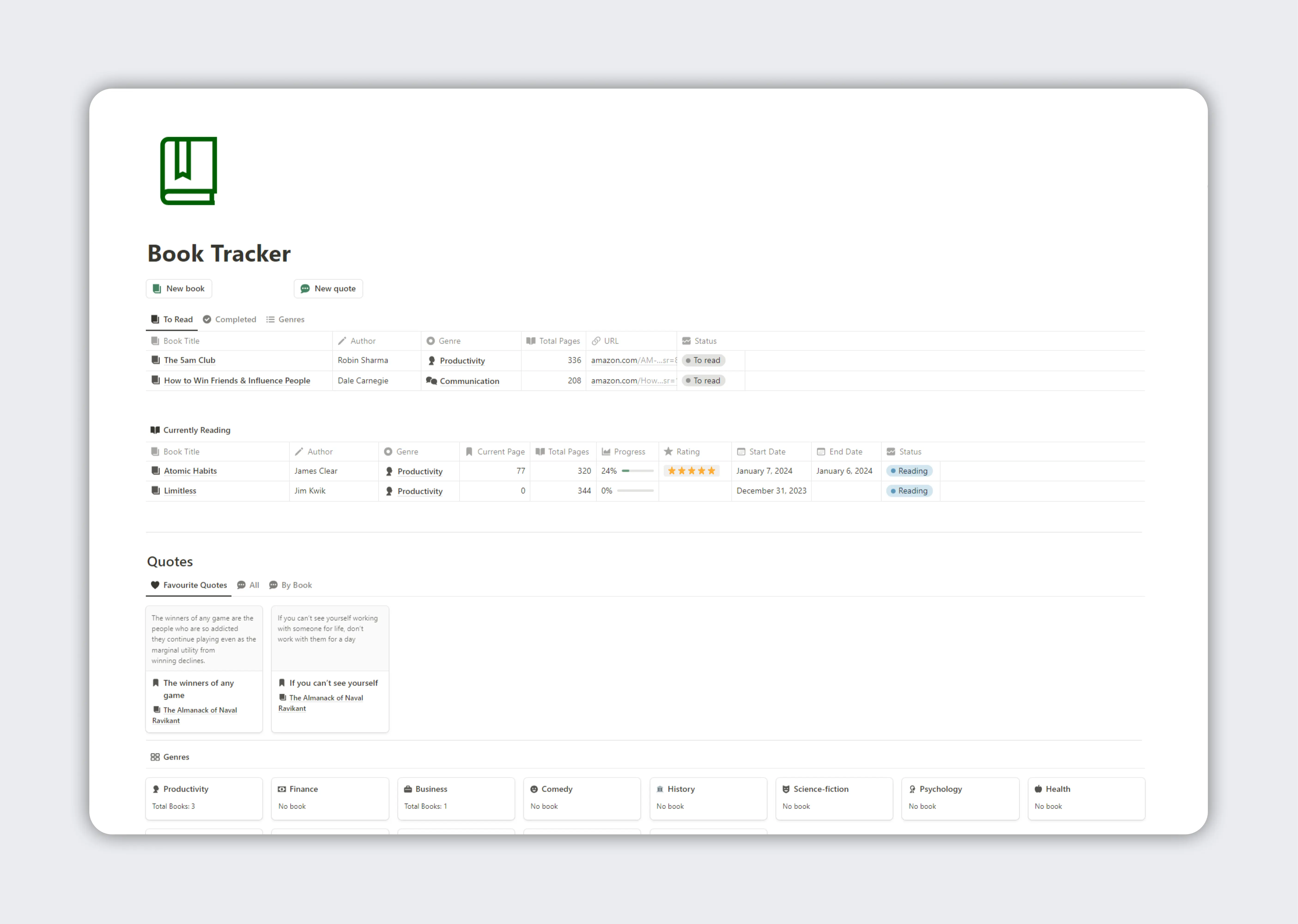 Notion Book Tracker