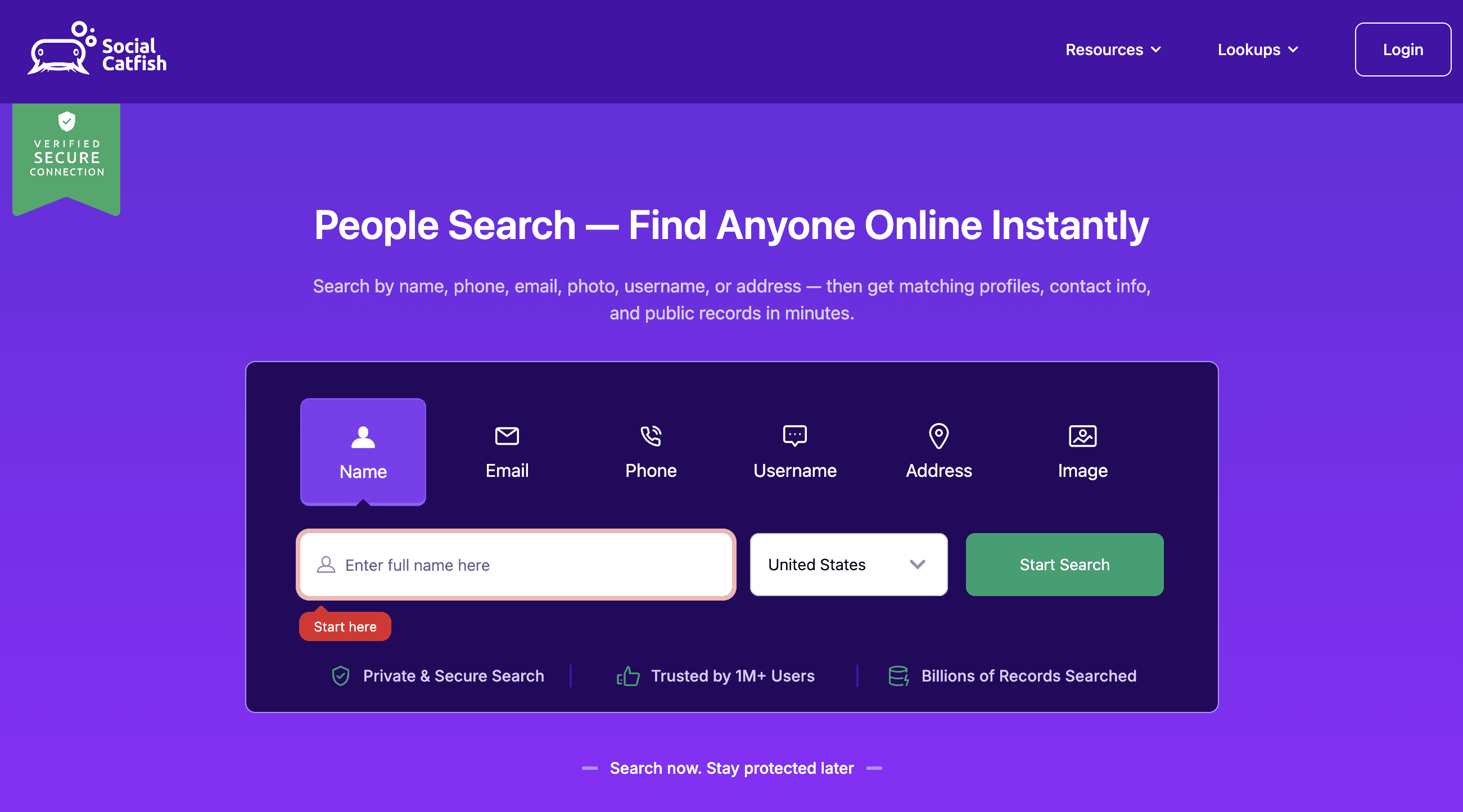 landing page of website
