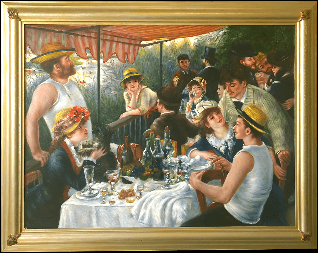 Colazione dei Canottieri di Renoir, riproduzione dipinta a mano ad olio su tela, copia d'autore di qualità museale - Atelier della Copia d'Autore