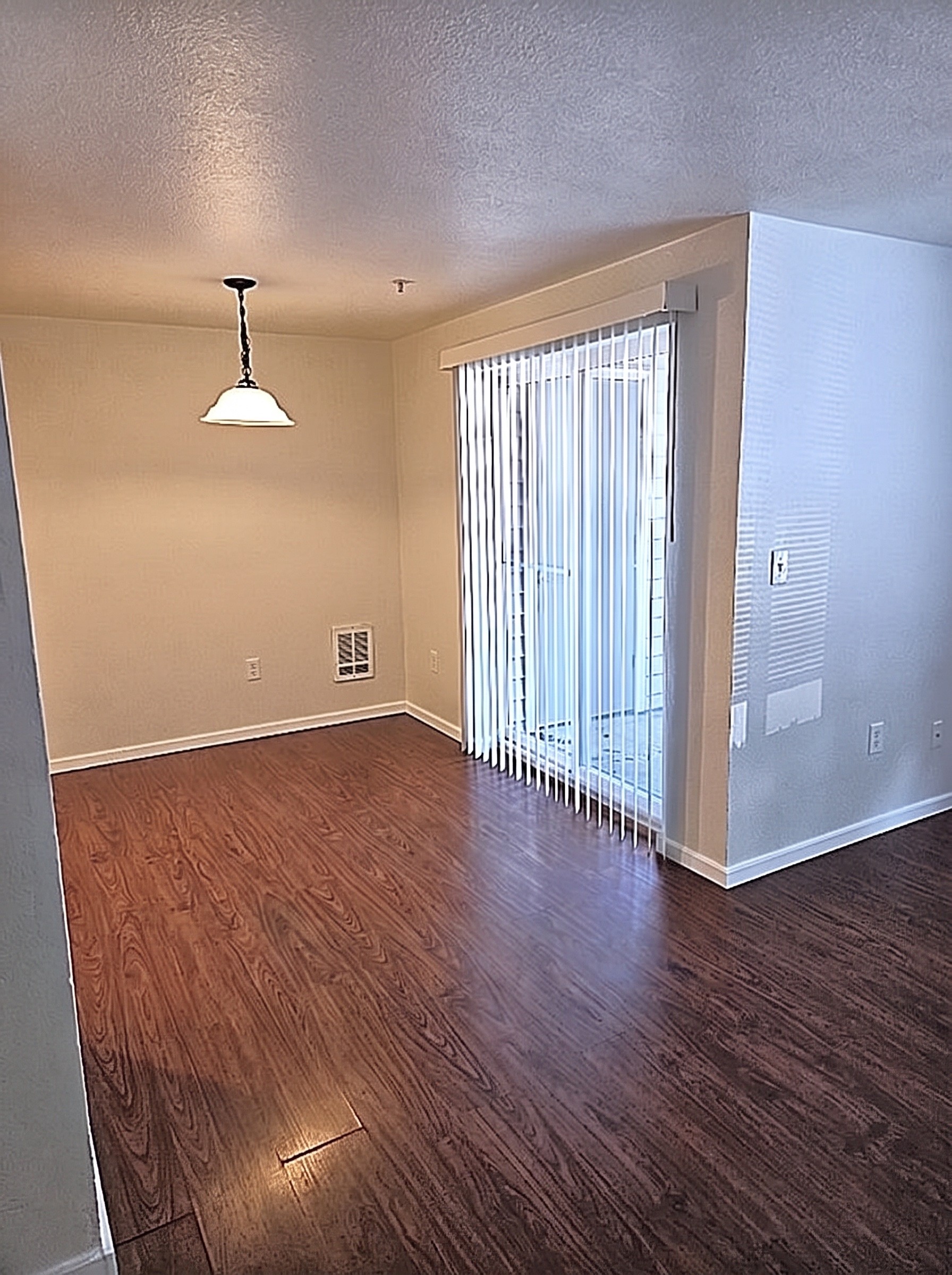 Dining area with a sliding door