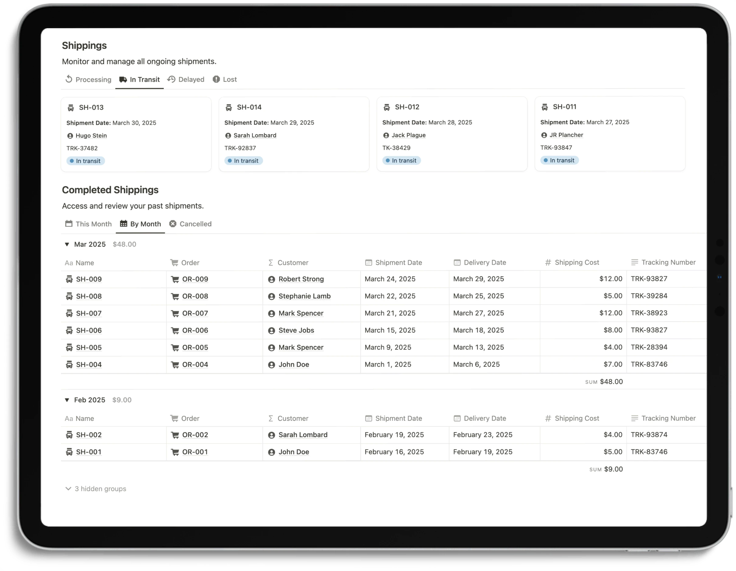 Notion E-Commerce Hub - Feature Shipping