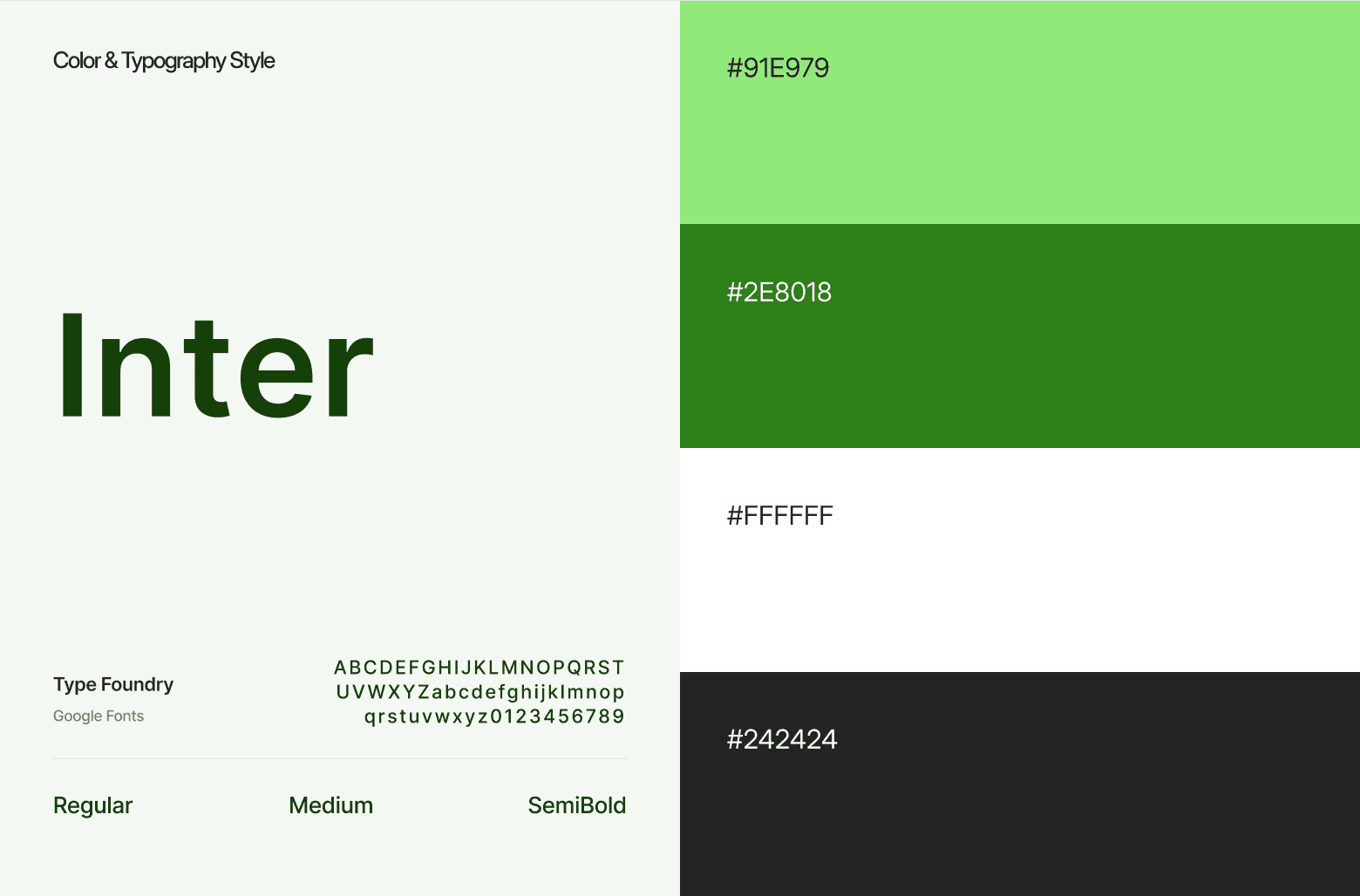 UltraField color palette and Inter typography style guide