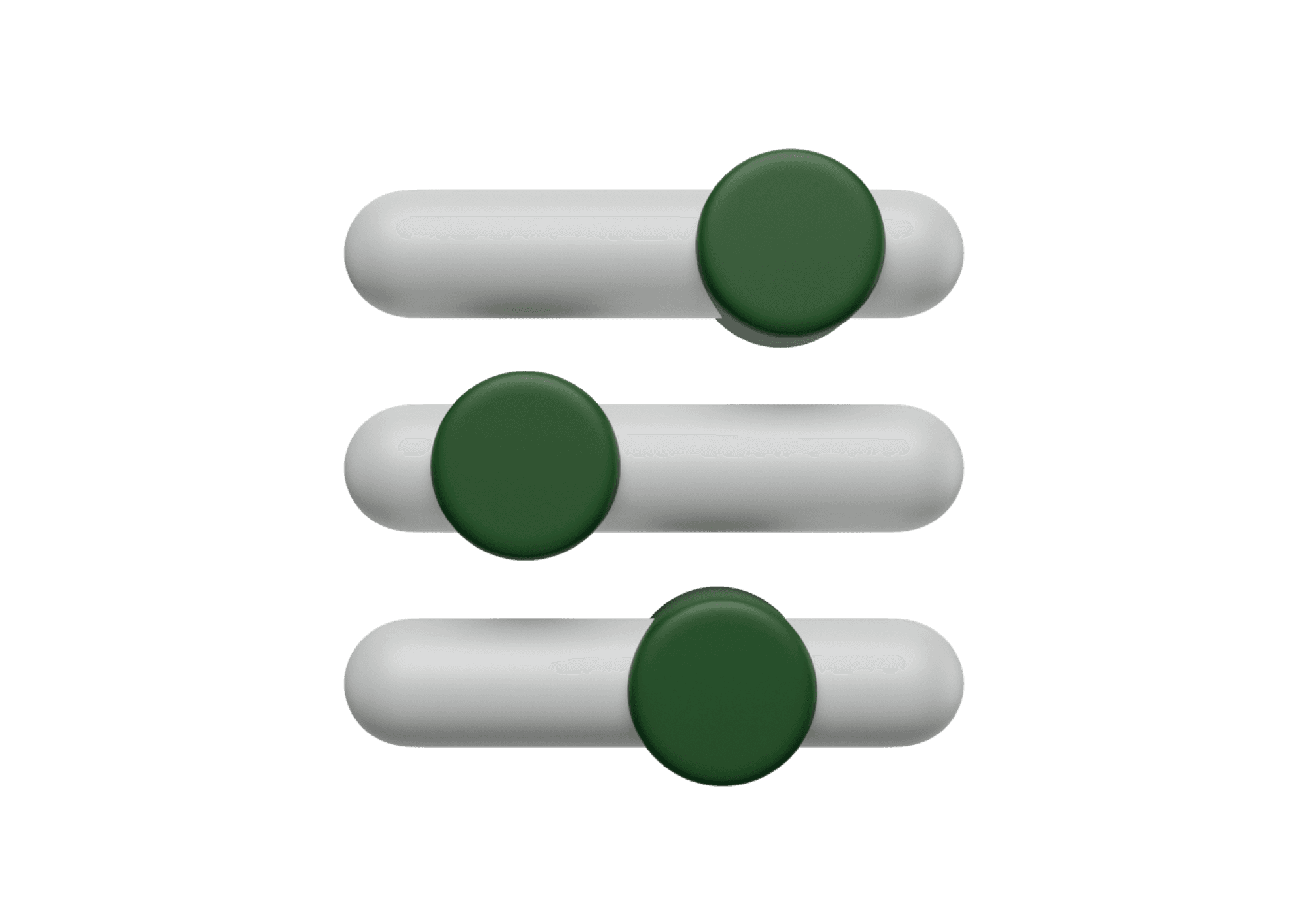 3D Visualisierung von Schiebereglern, die "Einstellungen" symbolisieren.