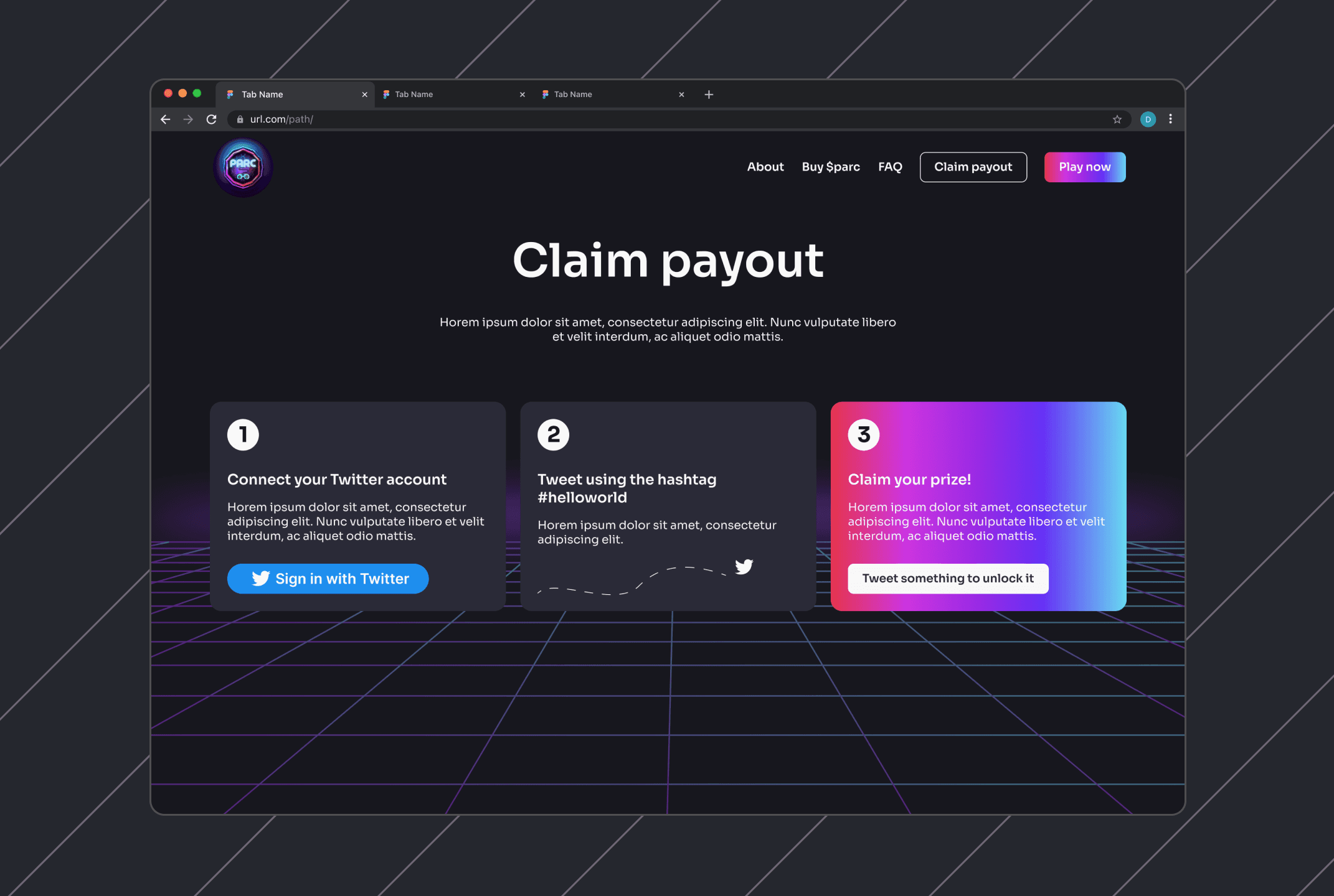Web app design in dark theme featuring user onboarding screens for a seamless setup experience