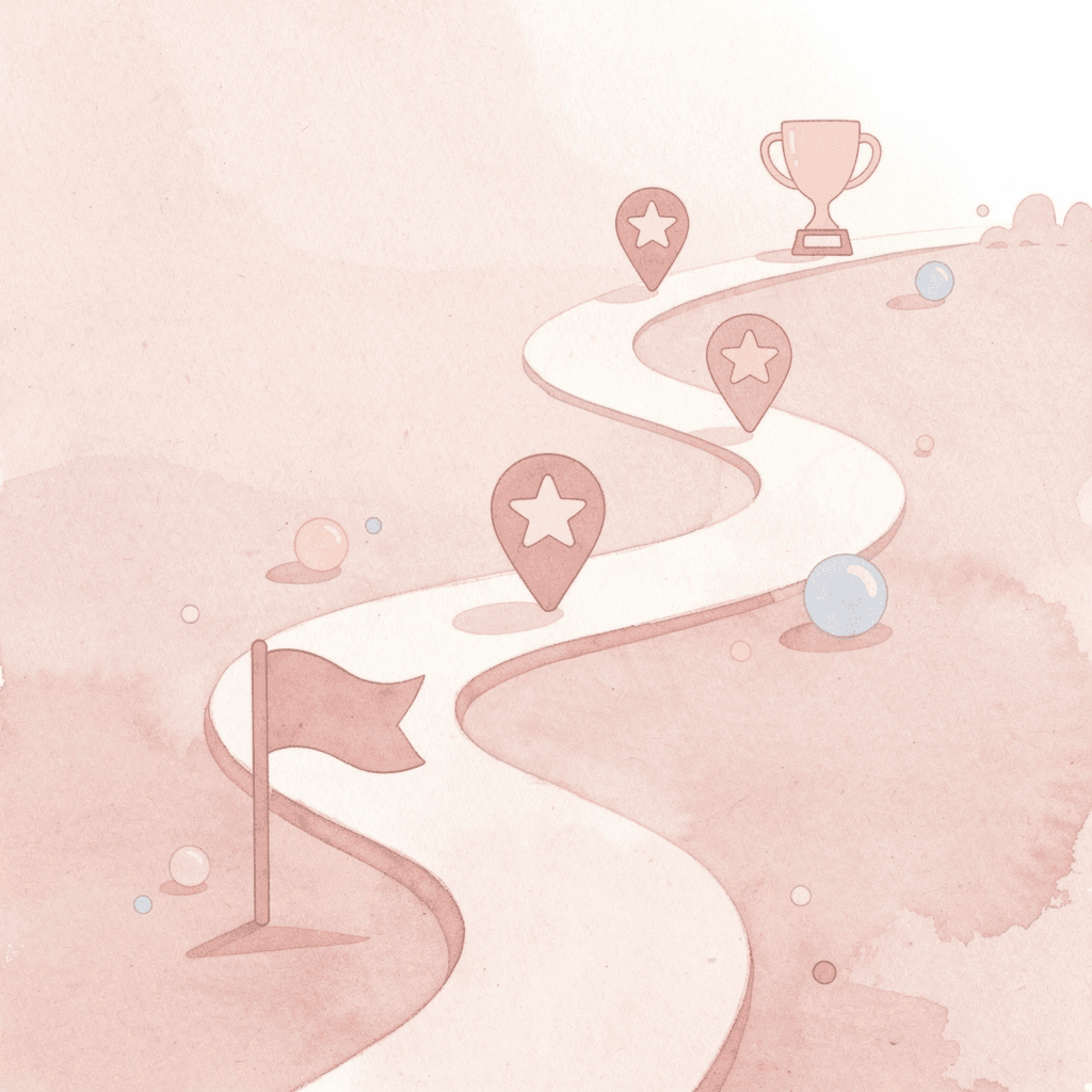  Learning journey path with milestones representing Arabic language progression