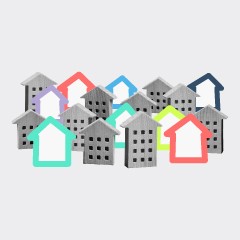 Portada de Registro Social de Hogares, estudio de IdeaPaís, mostrando una ilustración que representa distintas viviendas. 