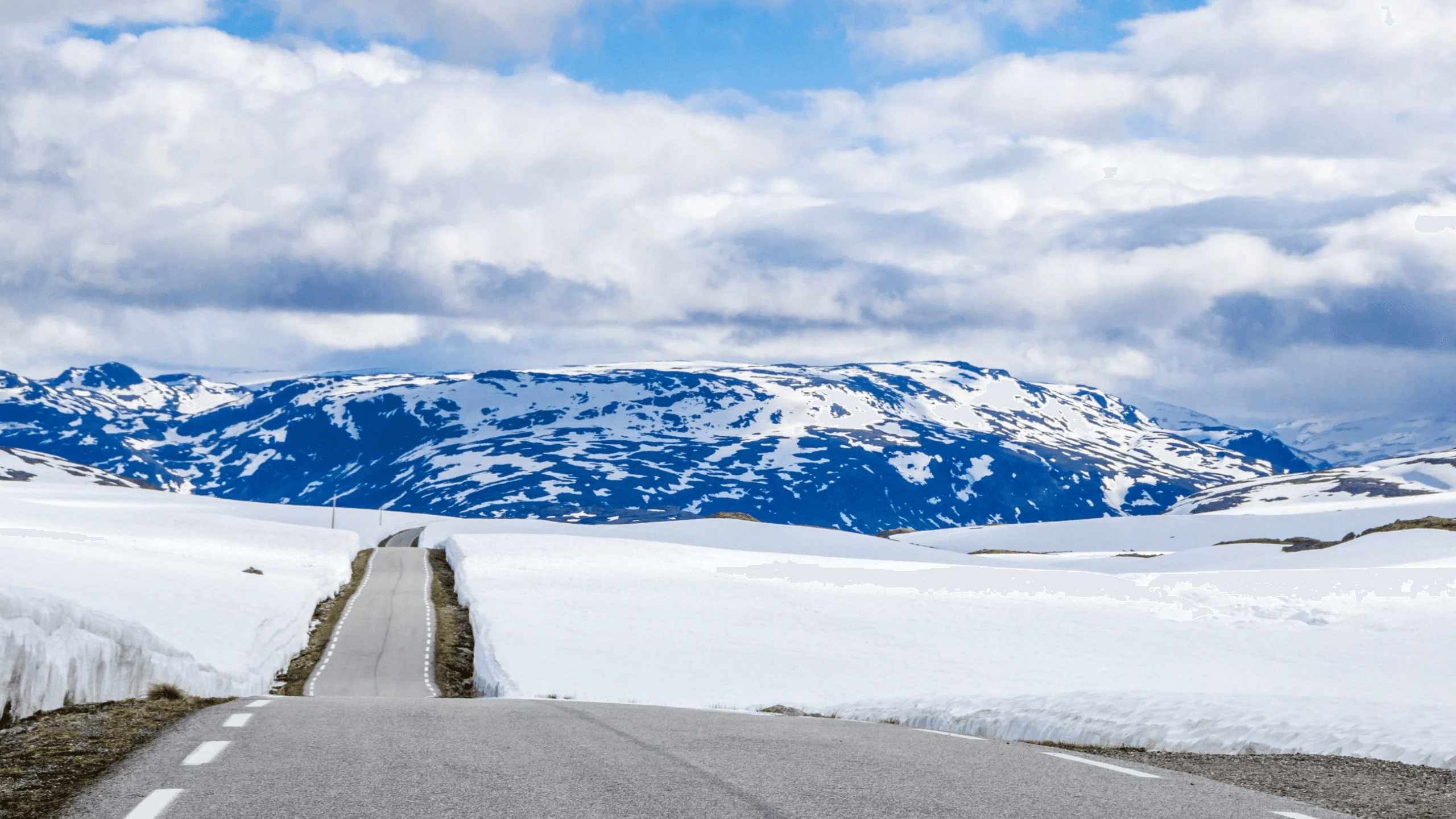 n some years, snow stays by the side of the Aurlandsfjellet road all summer.