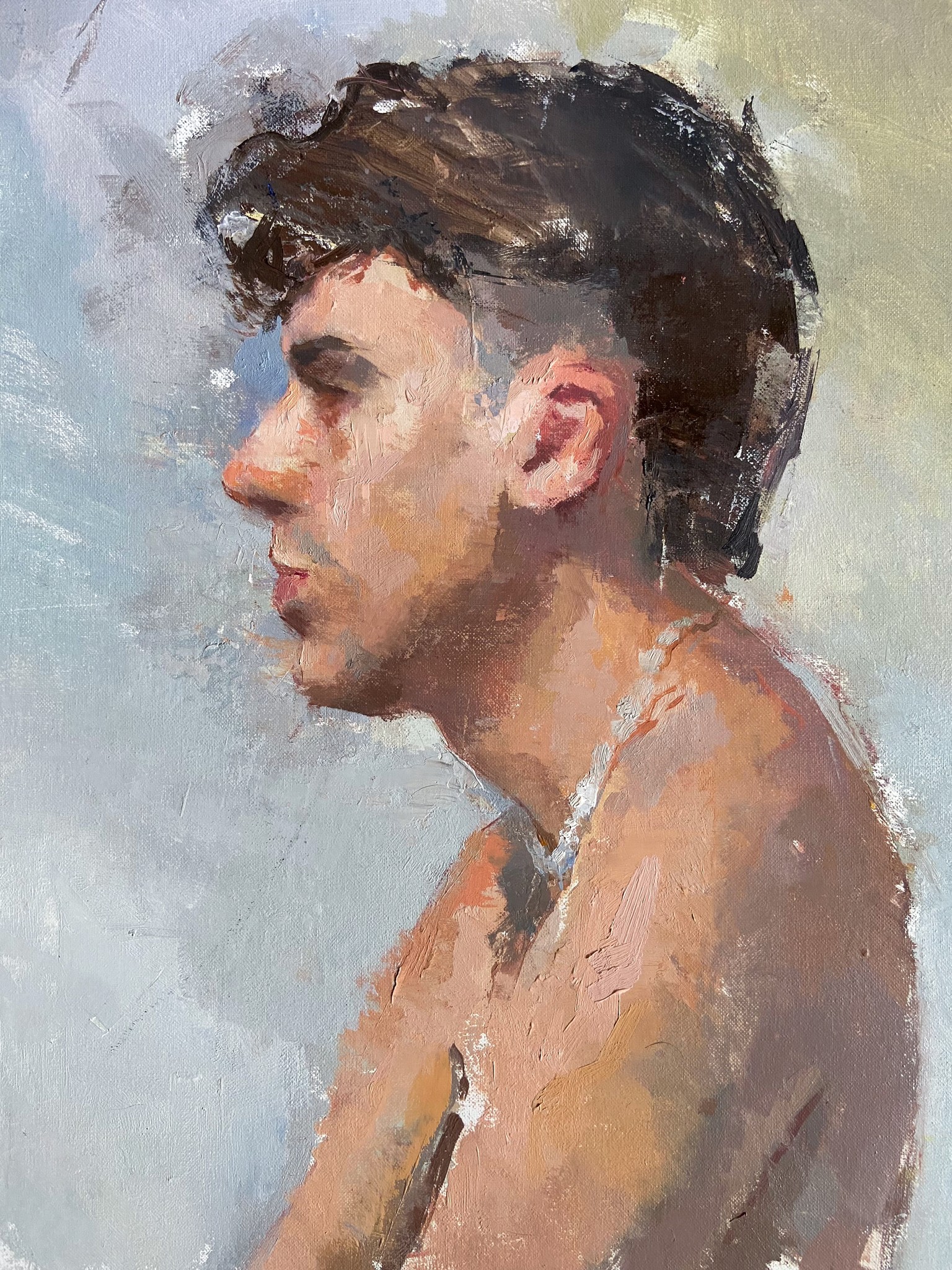 Apunte del natural Álvaro II (2022)  Óleo sobre lienzo encolado a tabla  38 x 27 cm