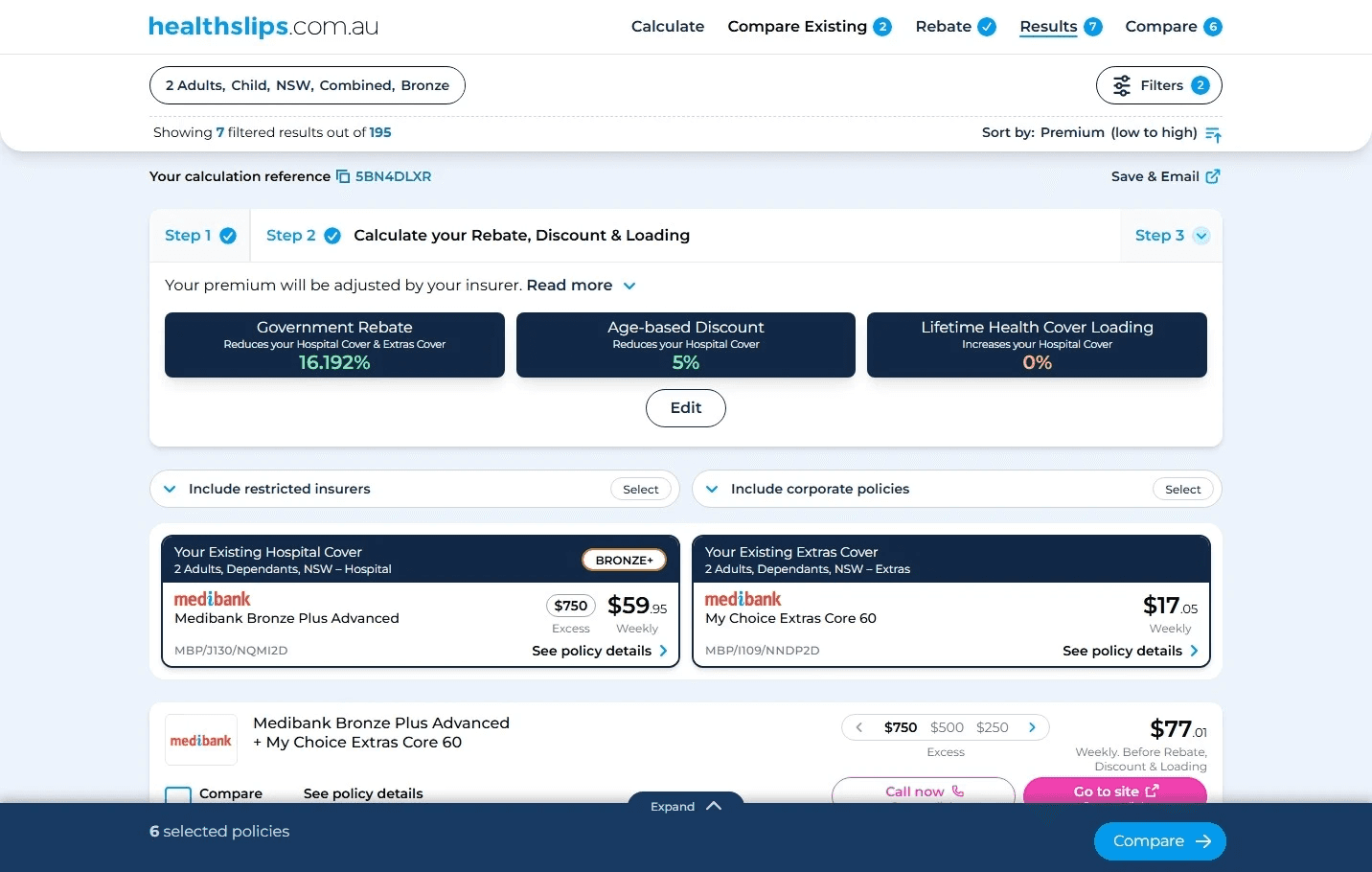 Healthslips calculator results After the UX design & UI audit