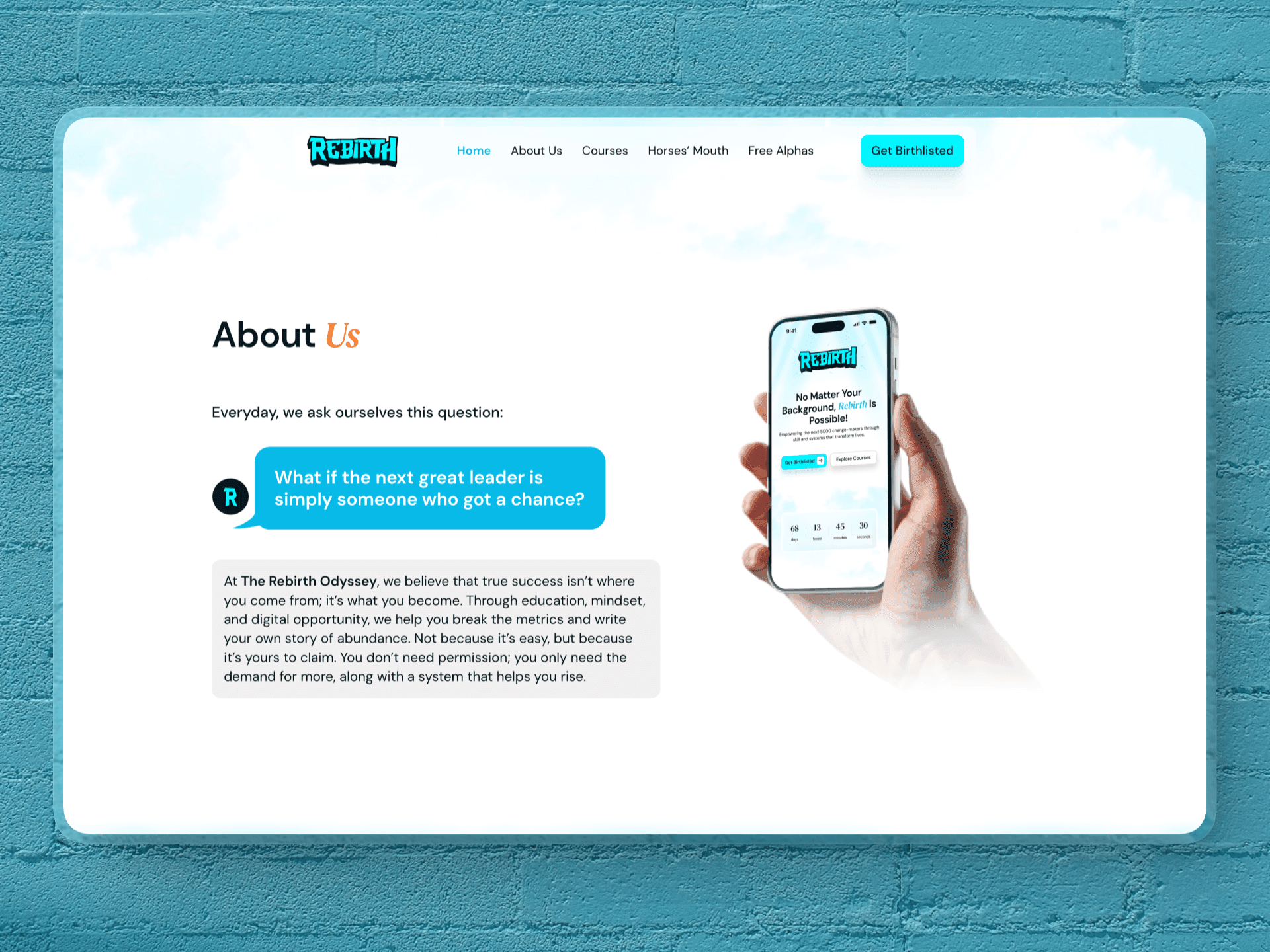 Rebirth Odyssey Mockup 2 on a Mobile app designer Timi Komolafe's Portfolio
