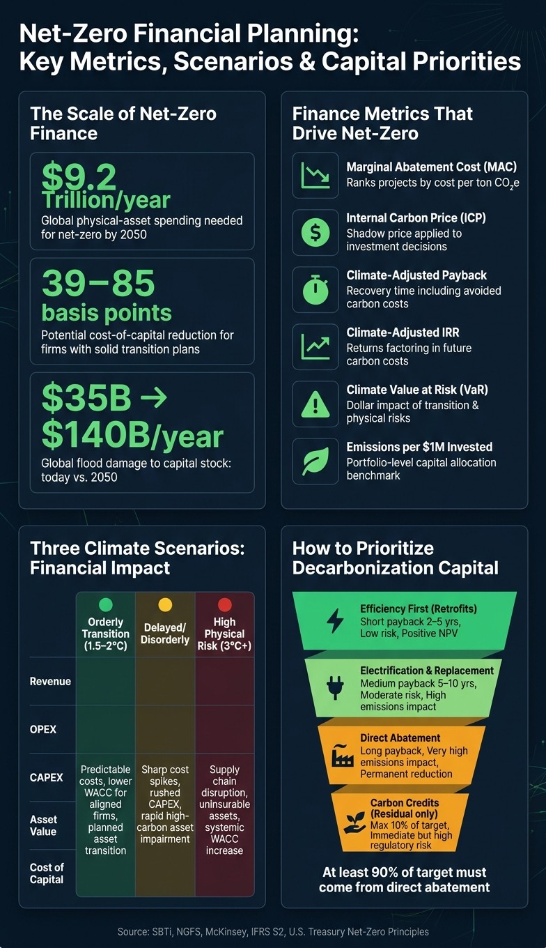 Net-Zero Financial Planning: Key Metrics, Scenarios & Capital Priorities