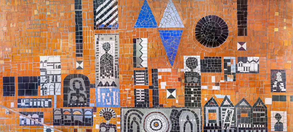 mozaika z przeważającym kolorem pomarańczowym