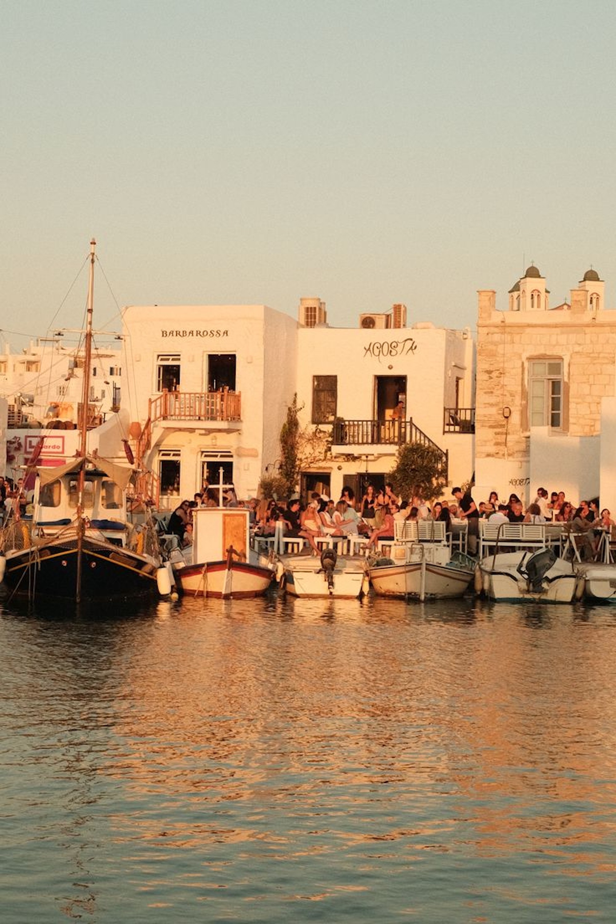 Sunset colors by the little port of Naousa