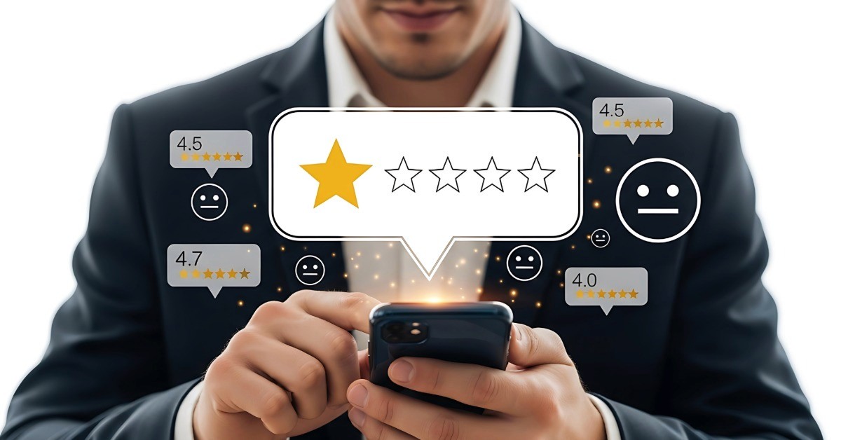 man leaving a one startgoogle view on his phone