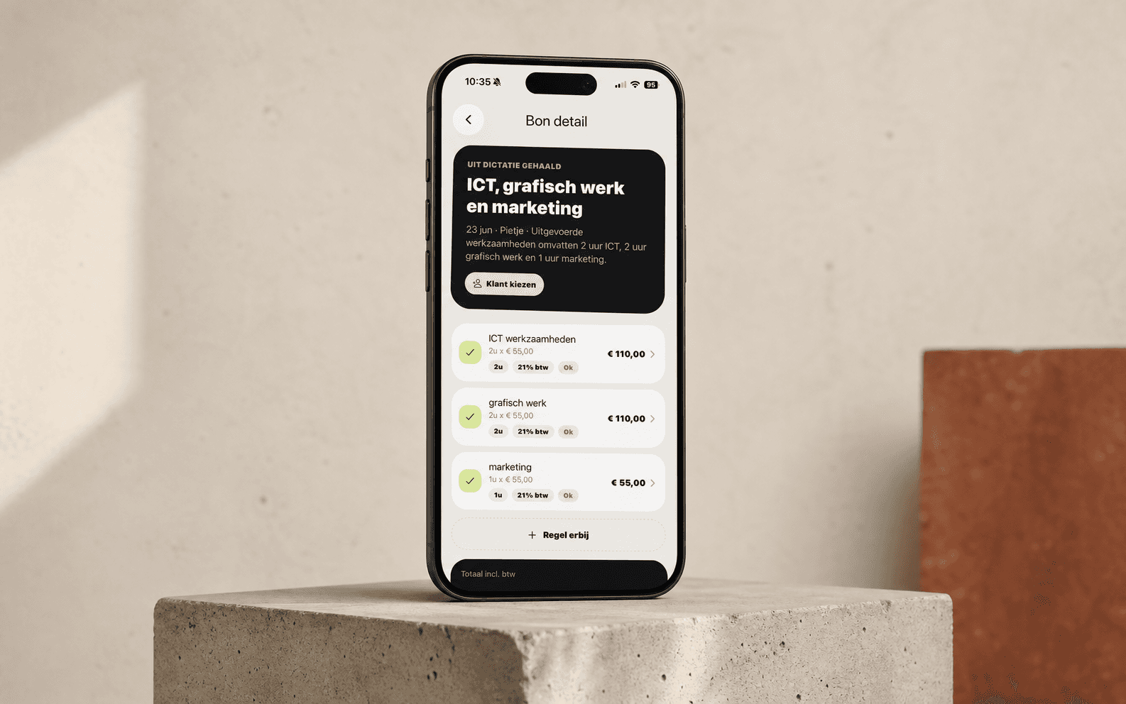 Bonk'r factuurcontrole op een iPhone