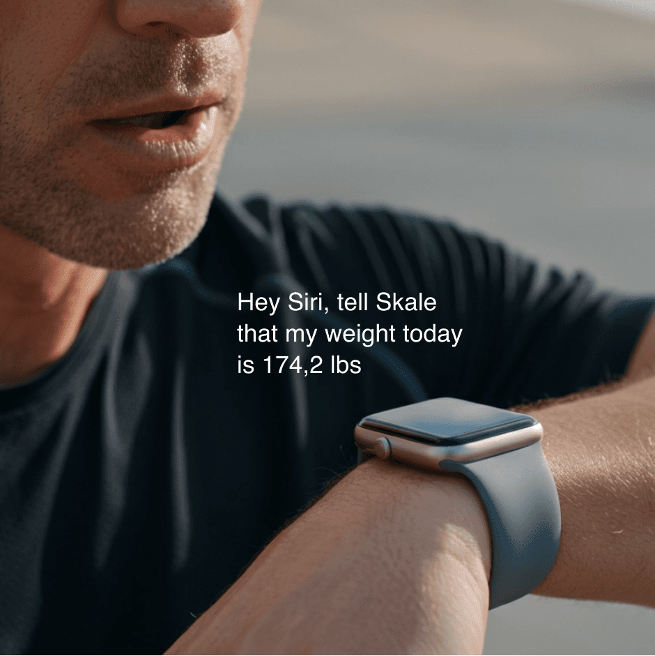 Man updating his weight on a smartwatch