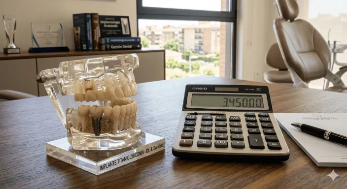 Coste de un implante dental de titanio y cómo el seguro dental reduce el presupuesto de la clínica.