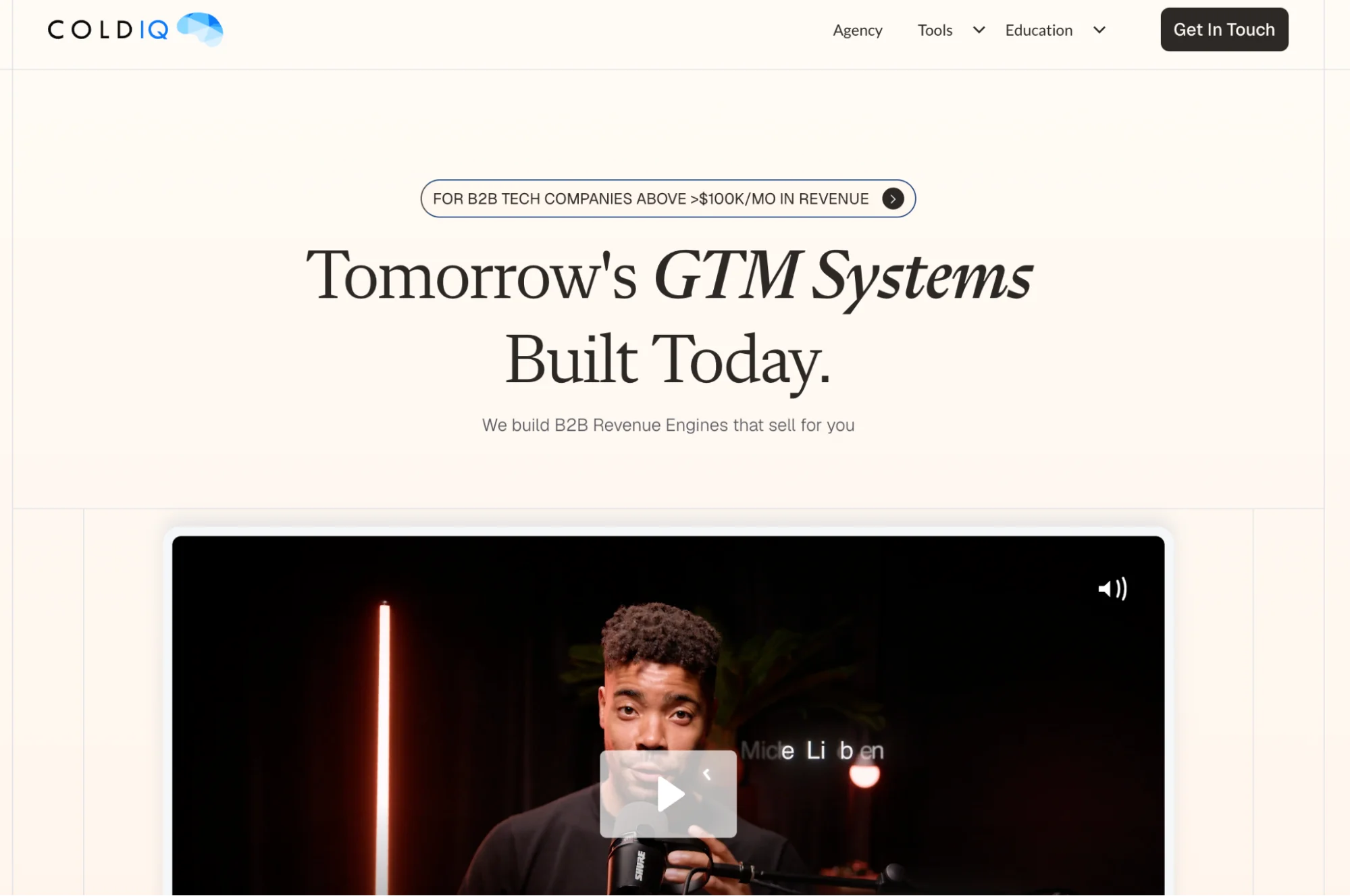 ColdIQ homepage: Elite Studio Clay Experts agency for AI-powered lead generation and data enrichment