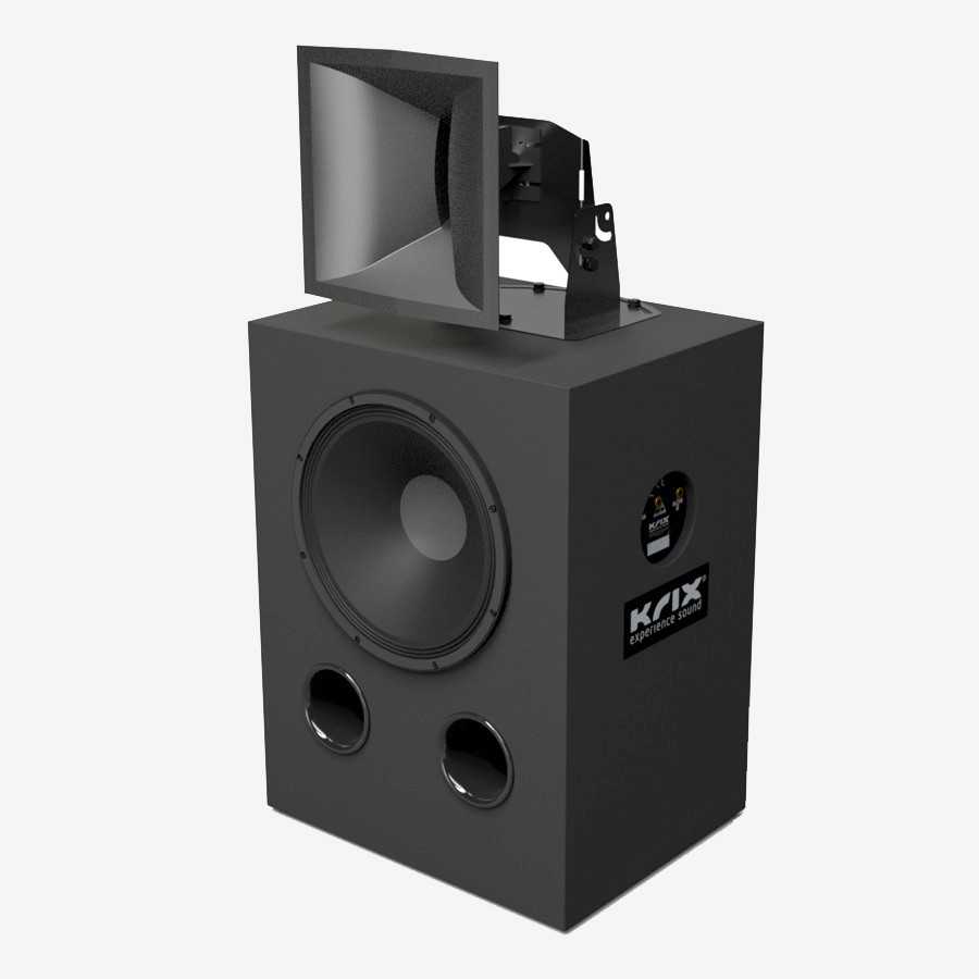 Black Krix speaker with horn tweeter