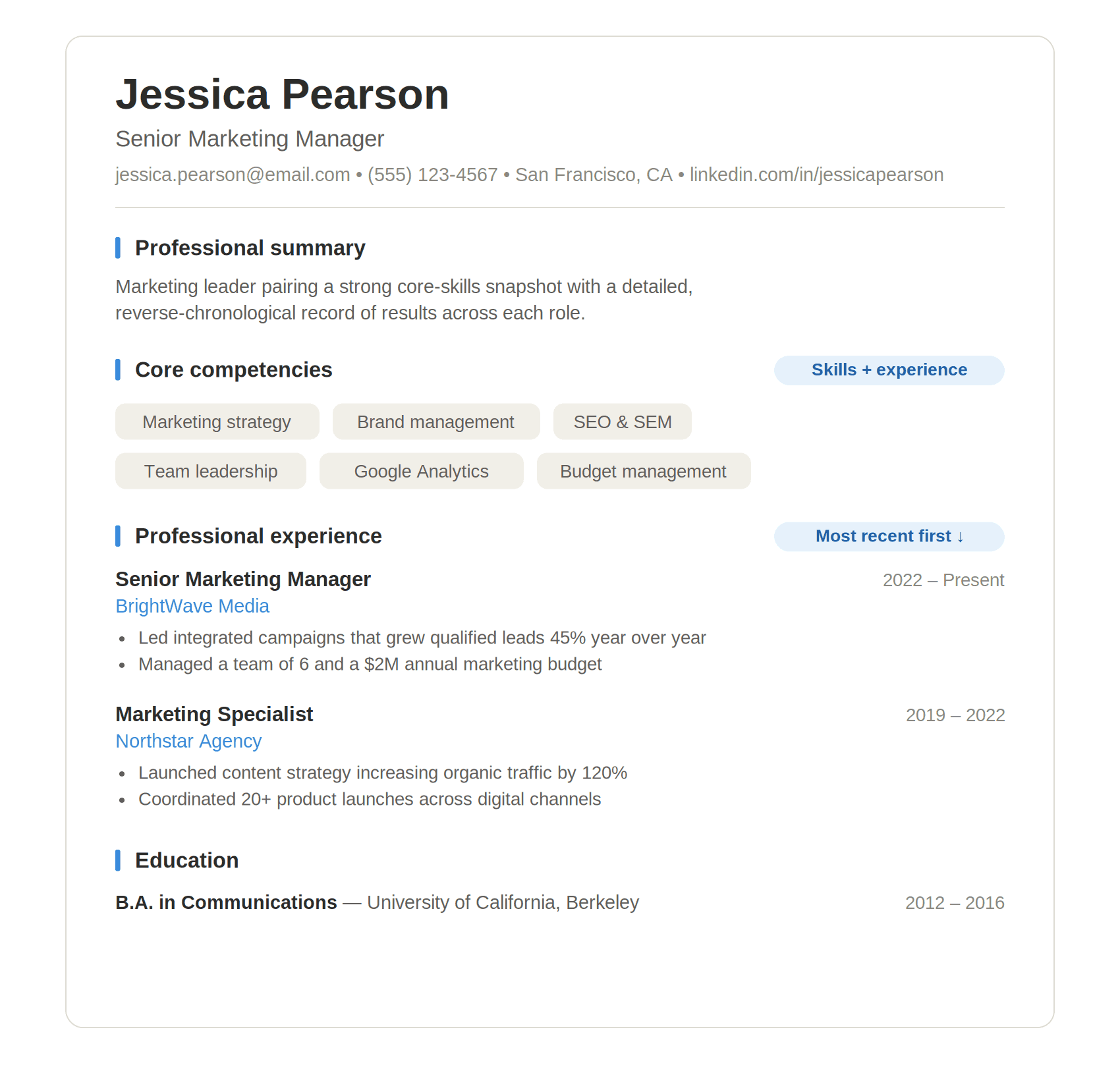 combination resume template example